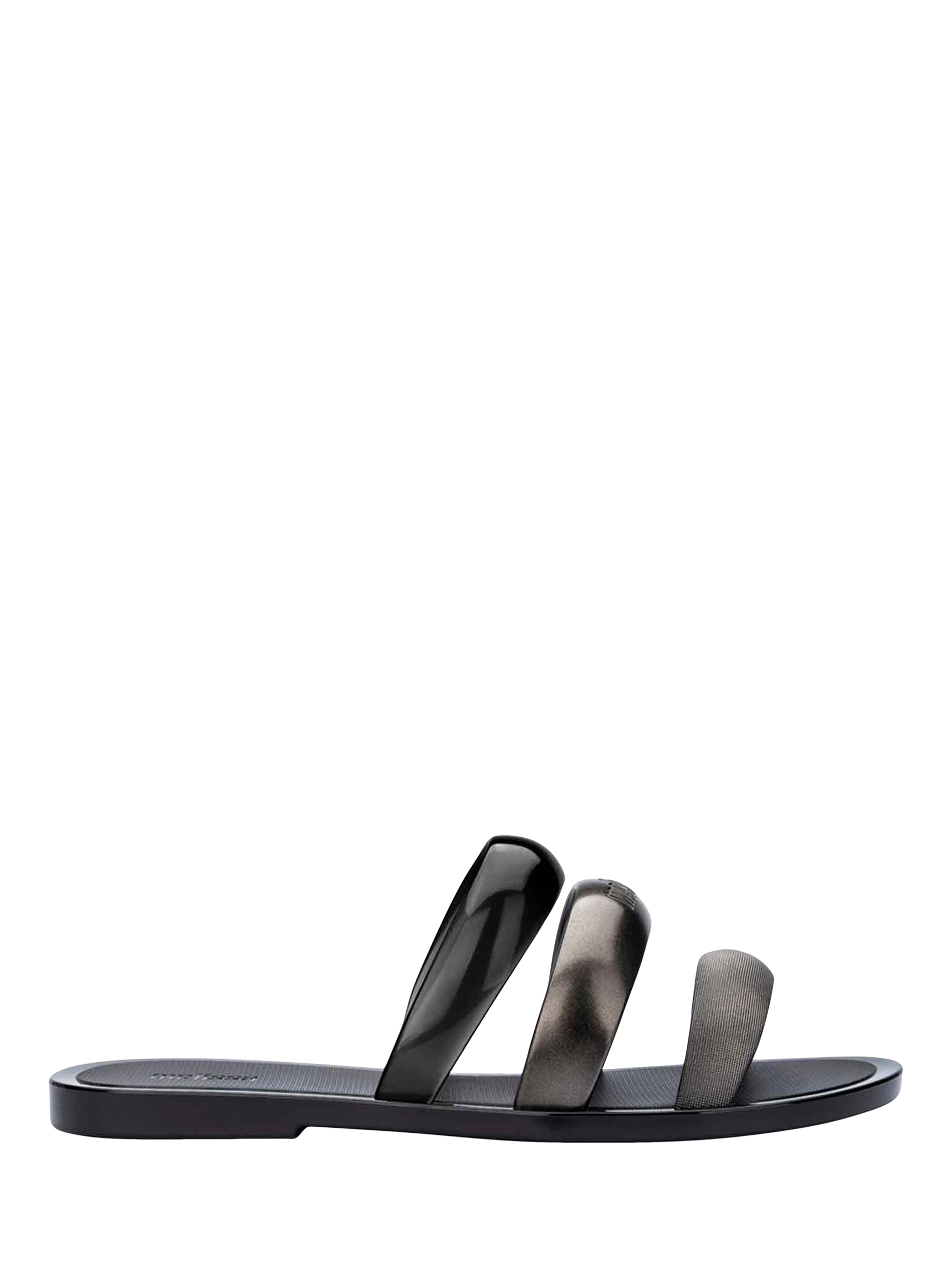 Product image 1 of 4, which shows Melissa Eclipse Slider Sandals, Silver/Black, 3