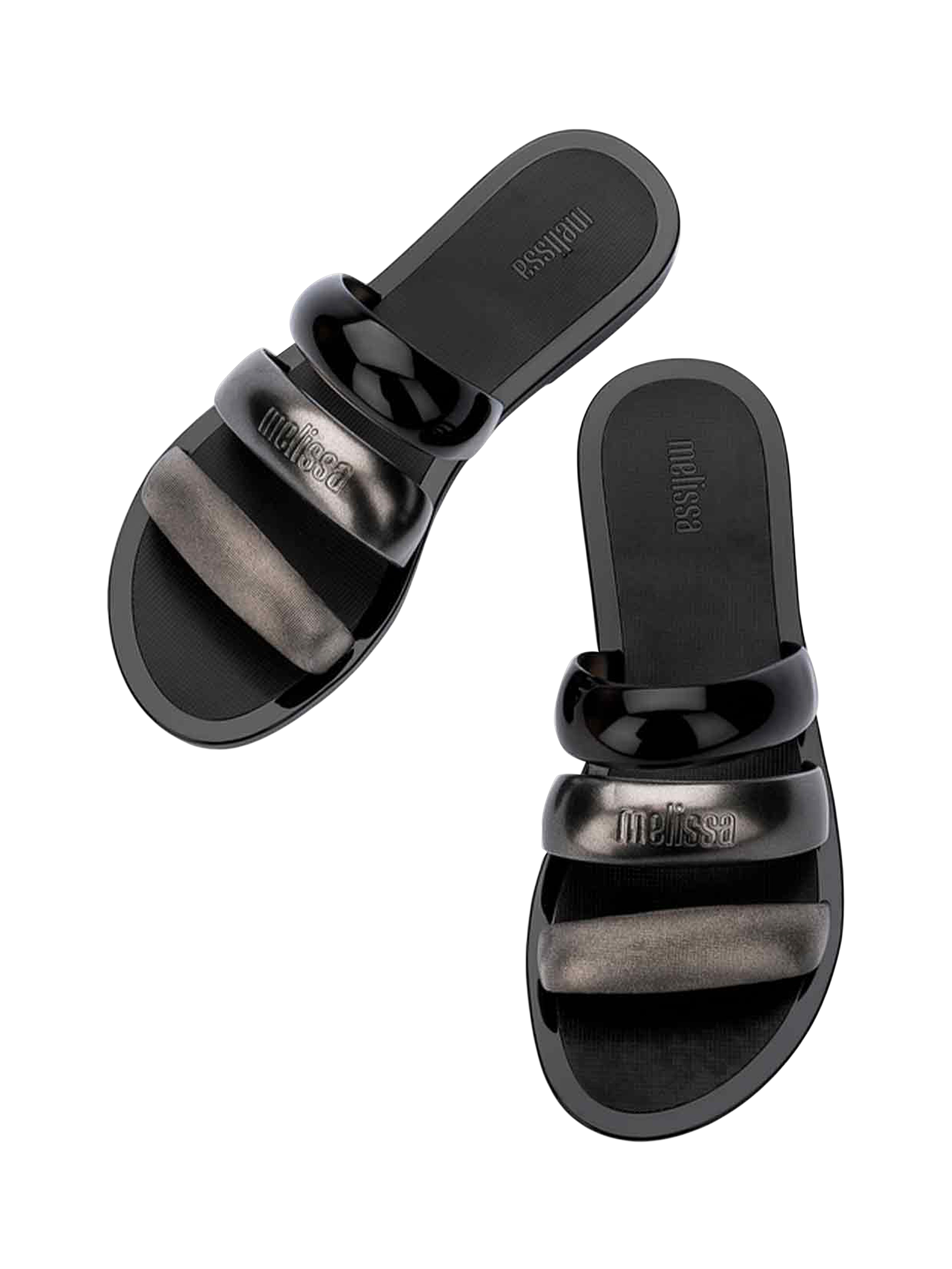 Product image 3 of 4, which shows Melissa Eclipse Slider Sandals, Silver/Black, 3