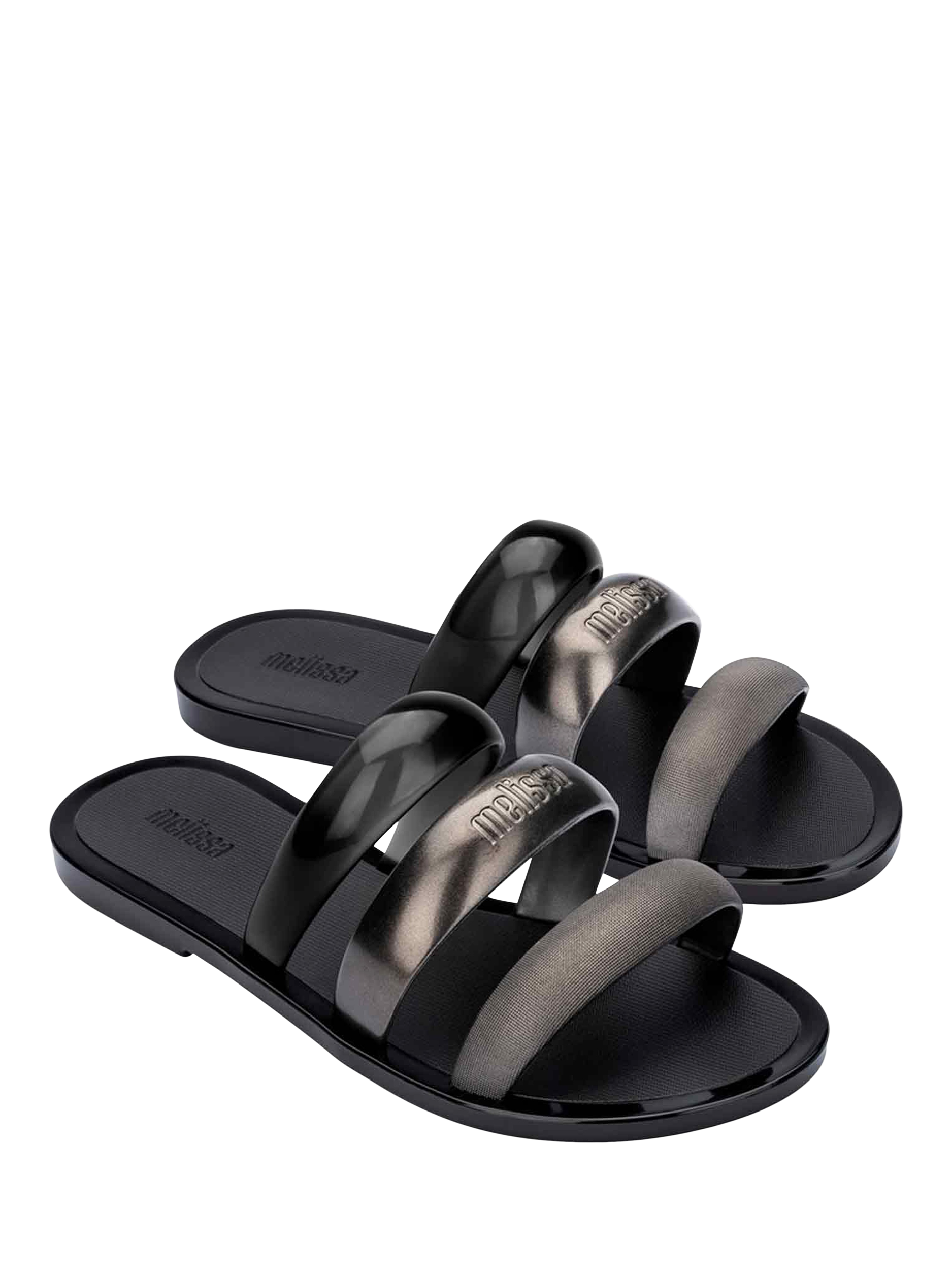 Product image 4 of 4, which shows Melissa Eclipse Slider Sandals, Silver/Black, 3