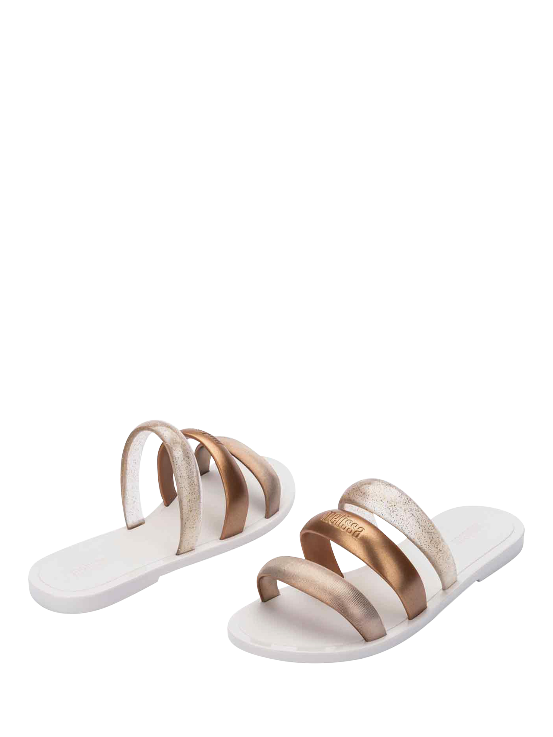 Product image 2 of 3, which shows Melissa Eclipse Slider Sandals, Bronze/Golden/White, 3