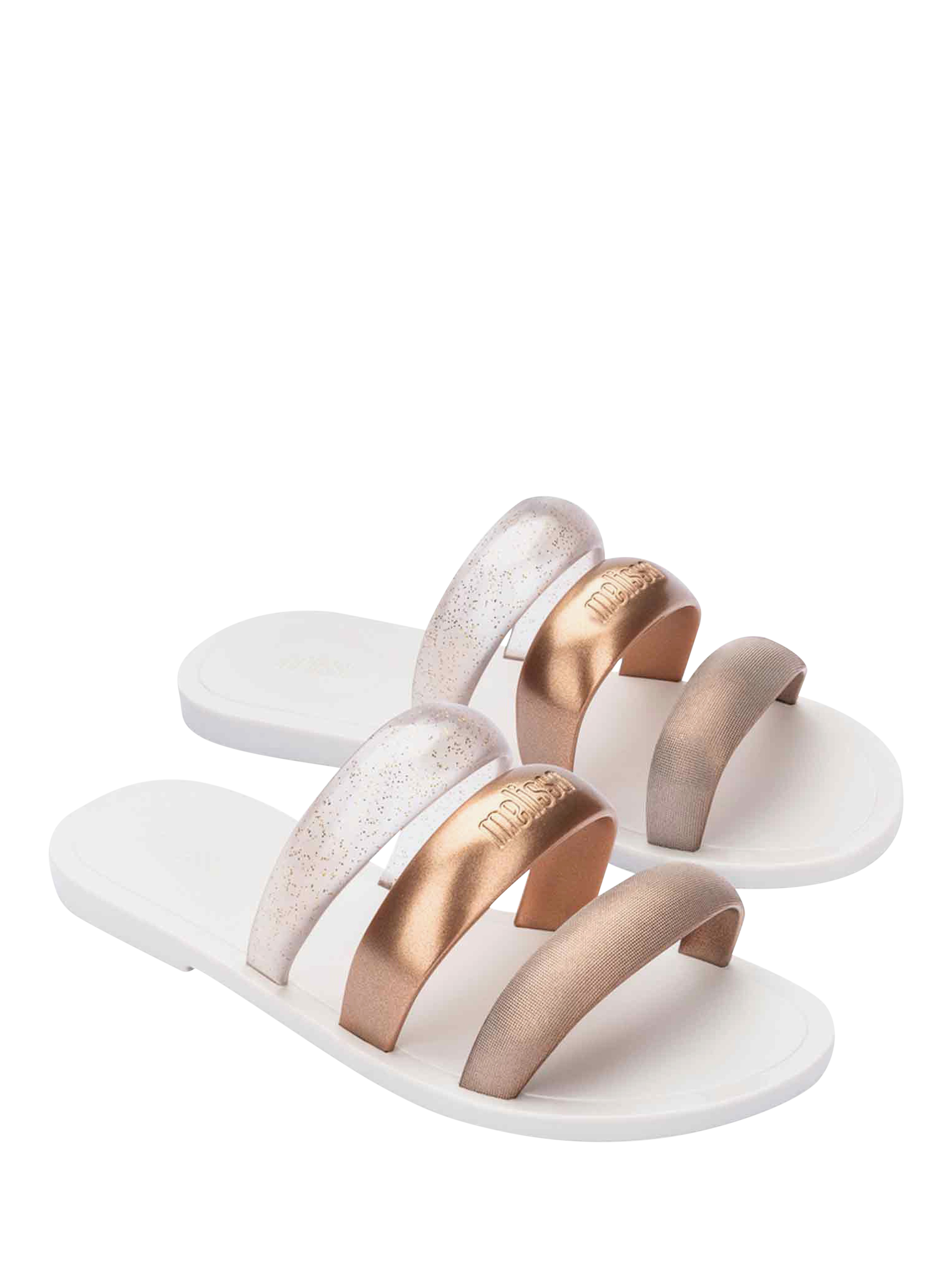 Product image 3 of 3, which shows Melissa Eclipse Slider Sandals, Bronze/Golden/White, 3