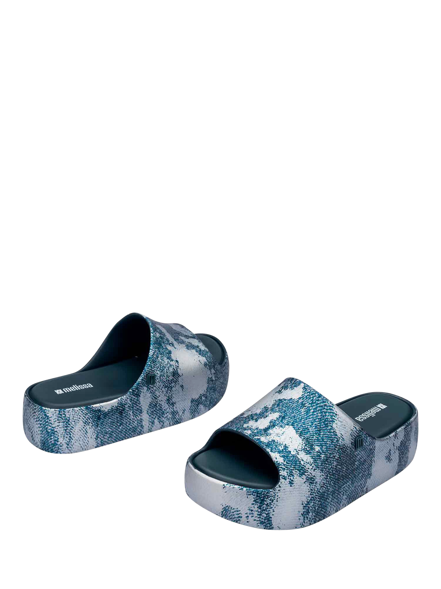 Product image 2 of 4, which shows Melissa Free Total Denim Platform Slider Sandals, Jeans Blue, 3