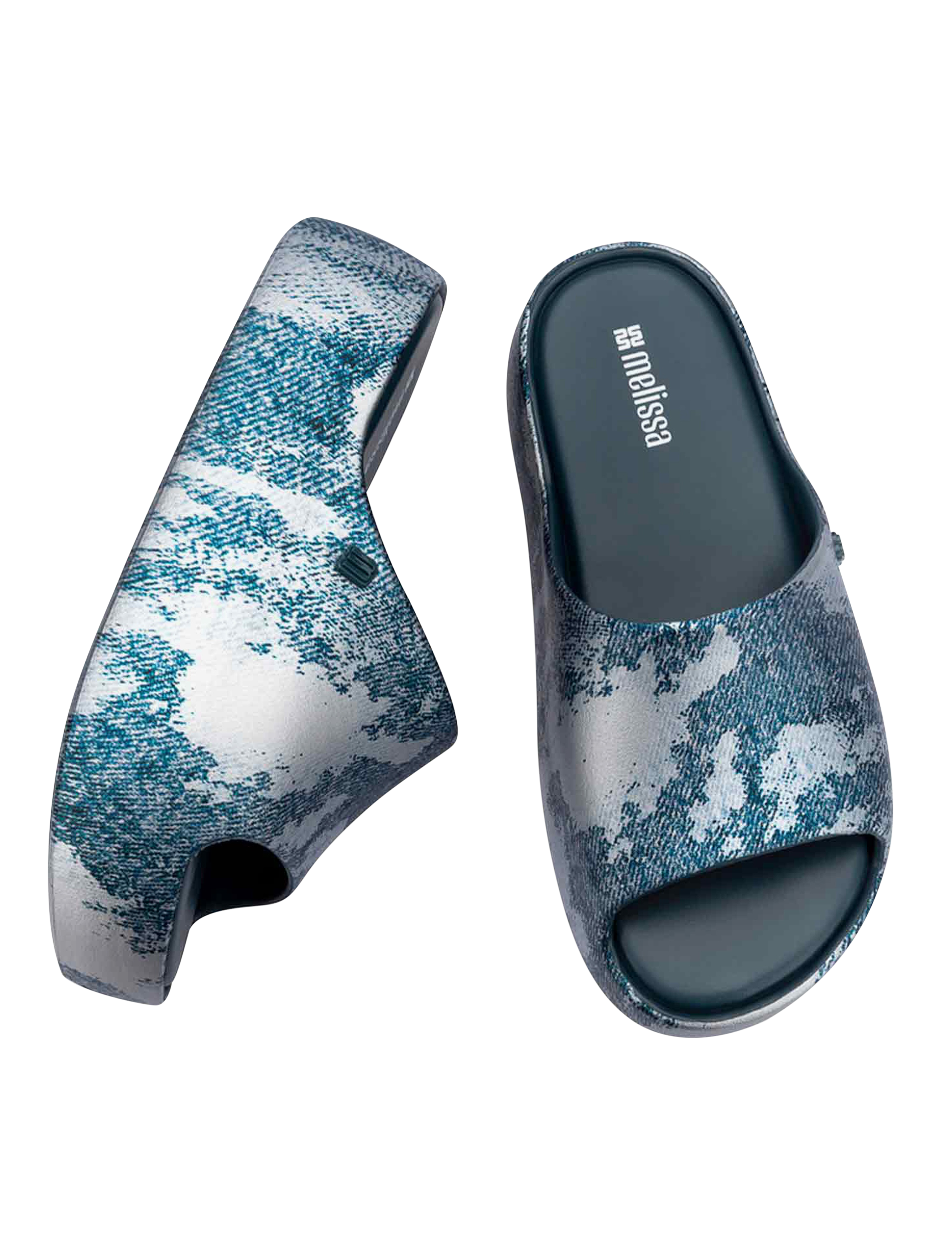 Product image 3 of 4, which shows Melissa Free Total Denim Platform Slider Sandals, Jeans Blue, 3