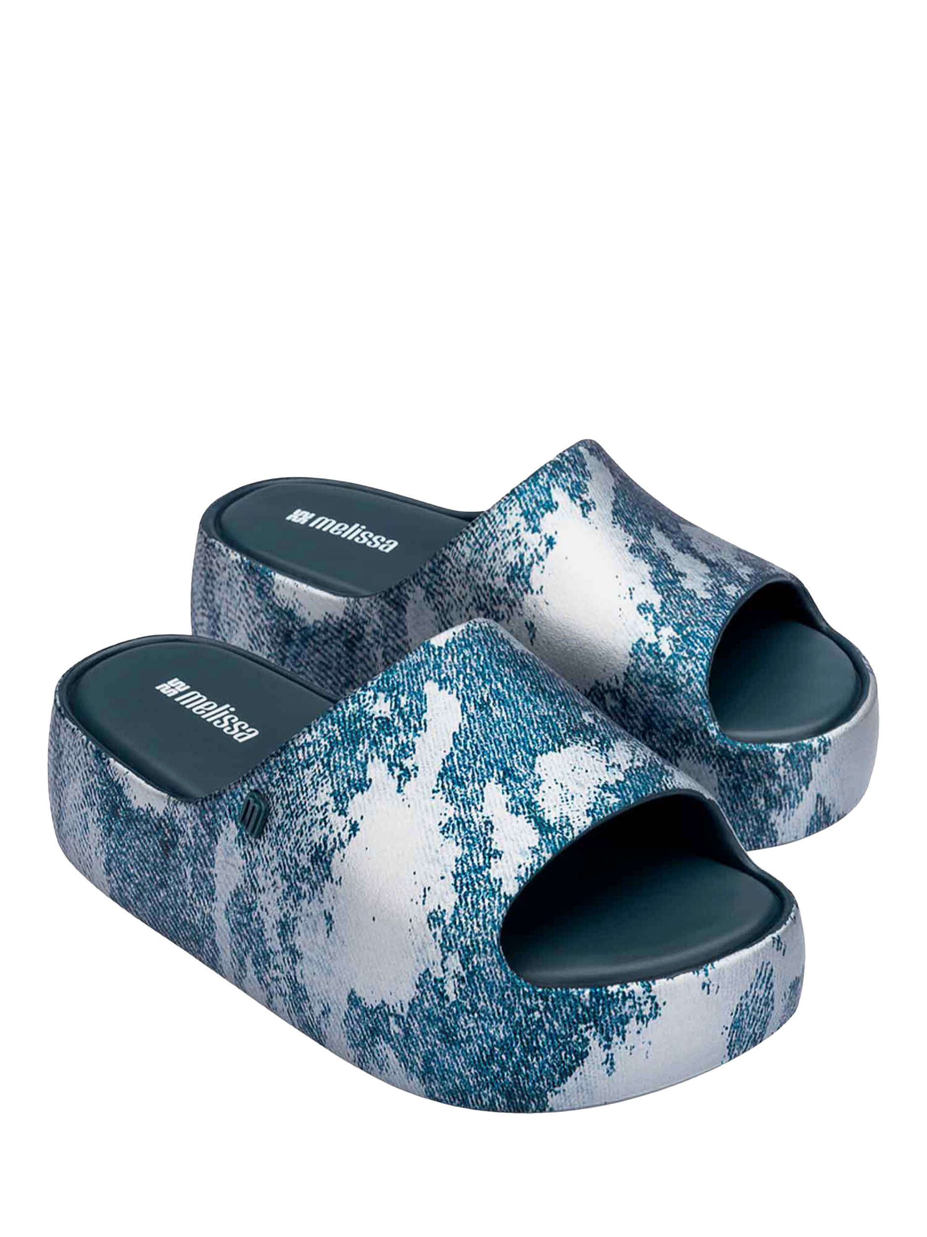 Product image 4 of 4, which shows Melissa Free Total Denim Platform Slider Sandals, Jeans Blue, 3