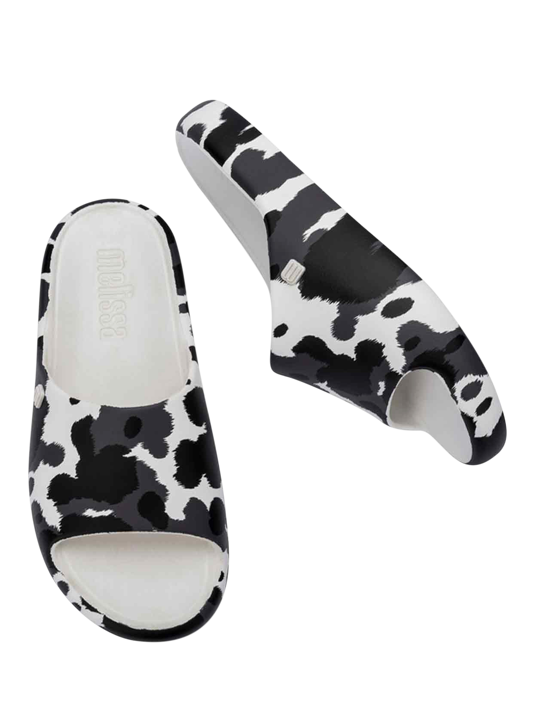 Product image 3 of 4, which shows Melissa Free Print Slider Sandals, White/Black, 3