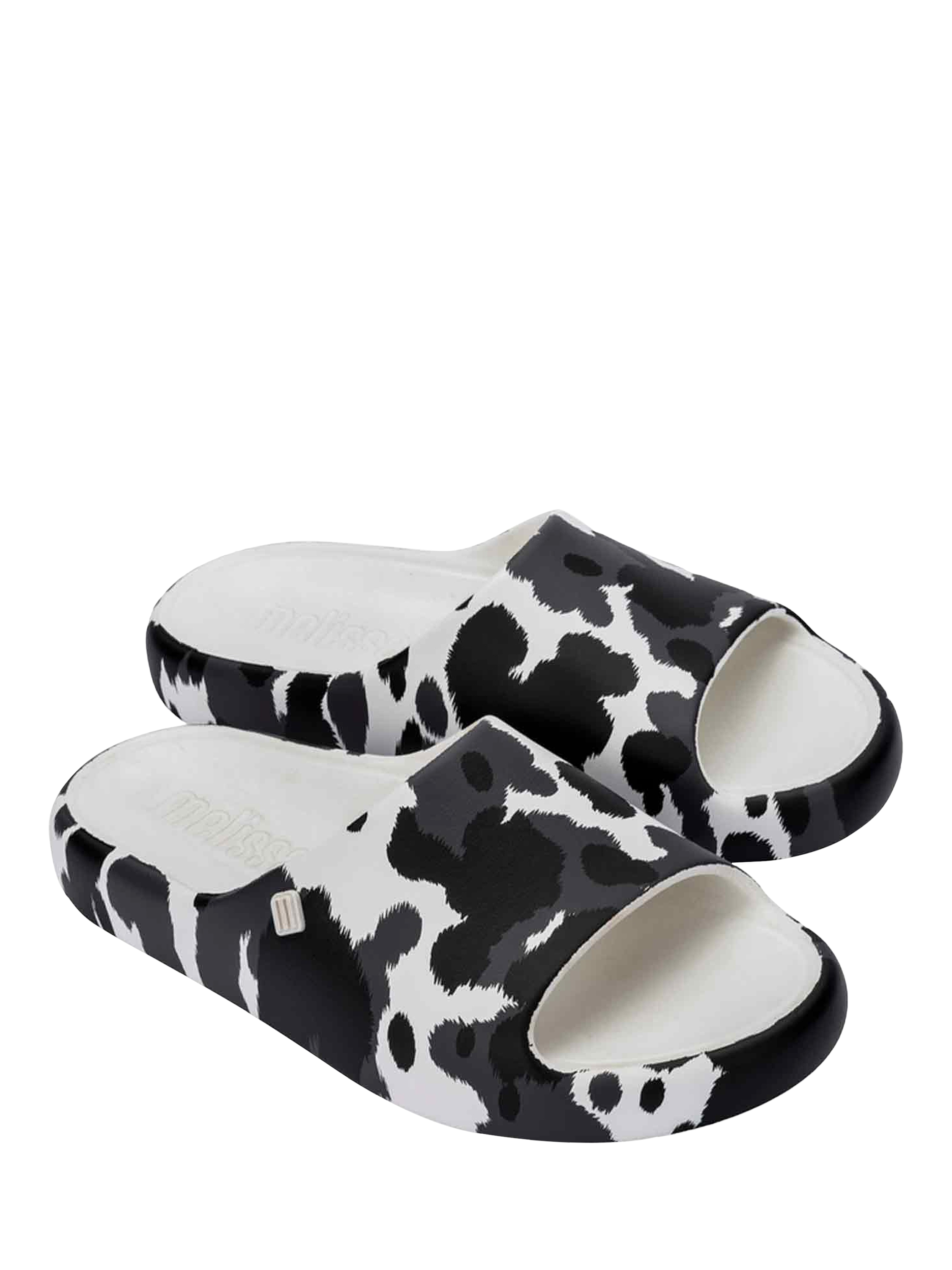 Product image 4 of 4, which shows Melissa Free Print Slider Sandals, White/Black, 3