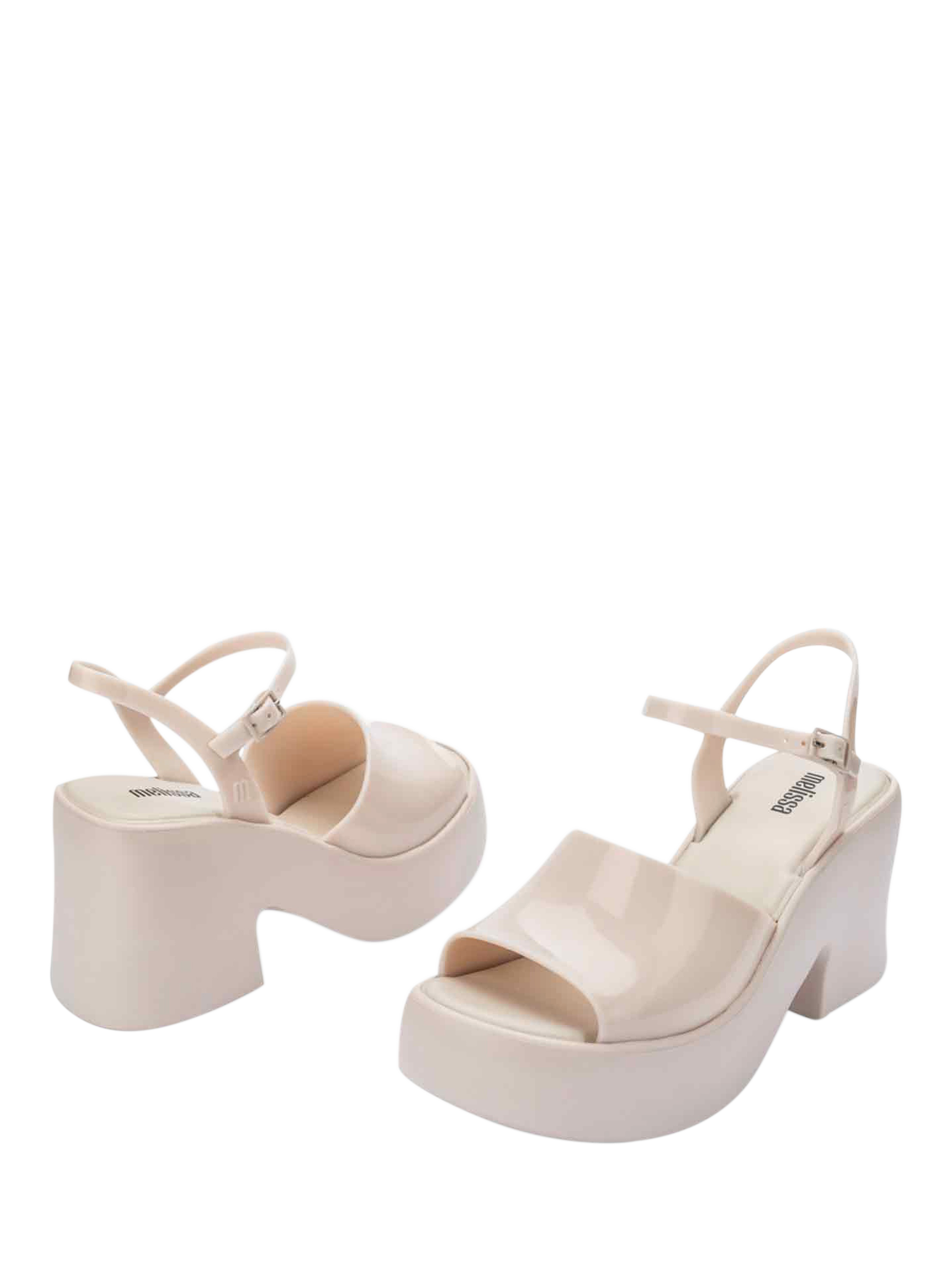 Product image 2 of 4, which shows Melissa Lina Platform Heel Sandals, Beige, 3