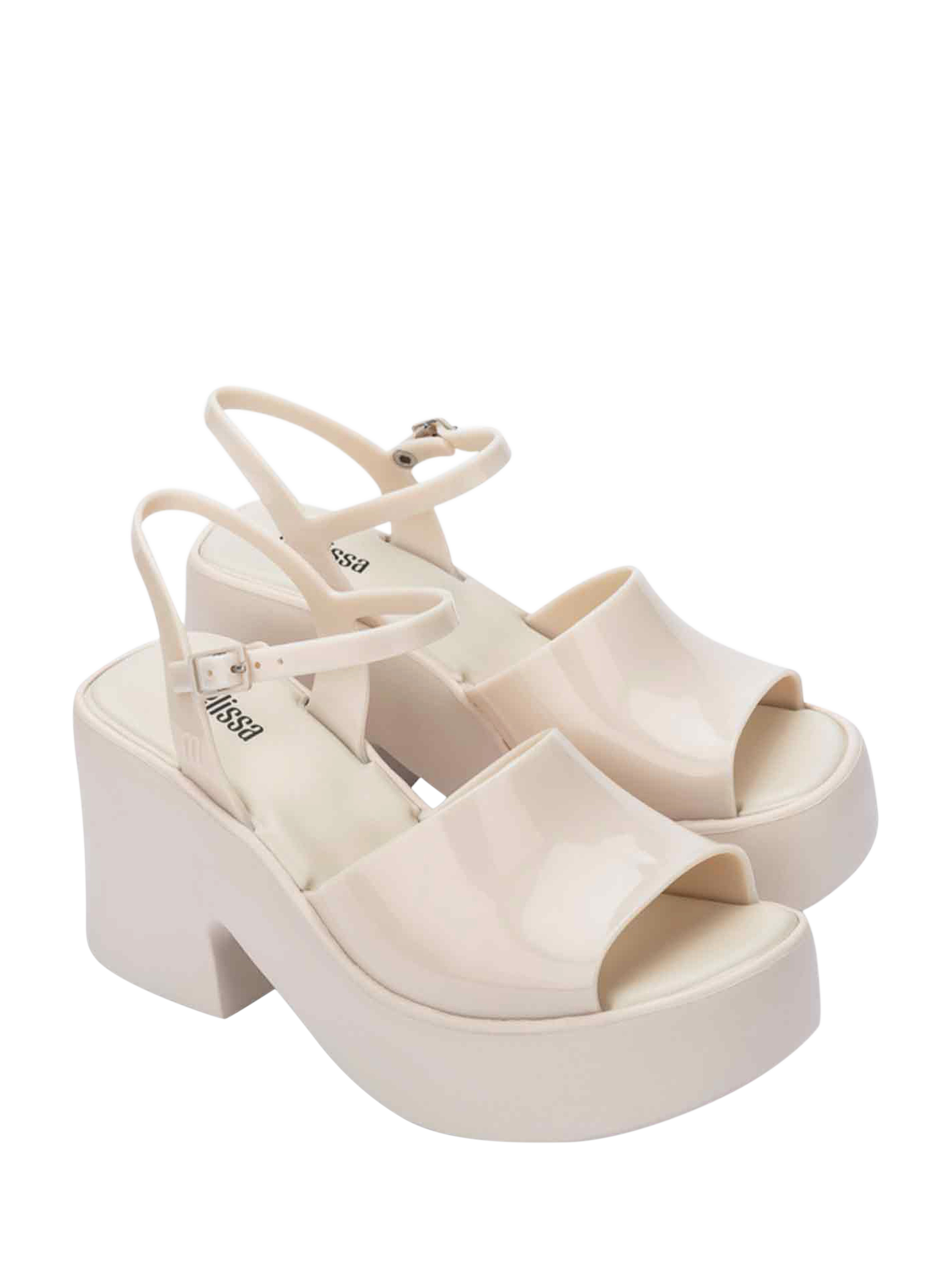 Product image 4 of 4, which shows Melissa Lina Platform Heel Sandals, Beige, 3