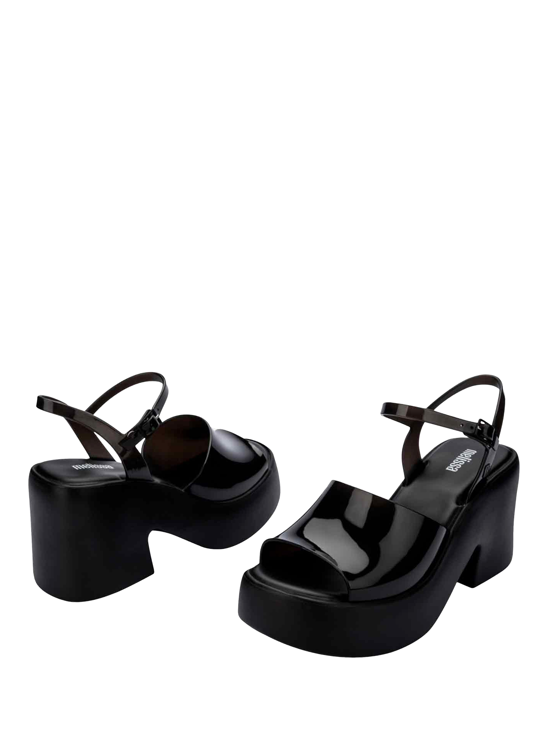 Product image 2 of 4, which shows Melissa Lina Platform Heel Sandals, Black, 3