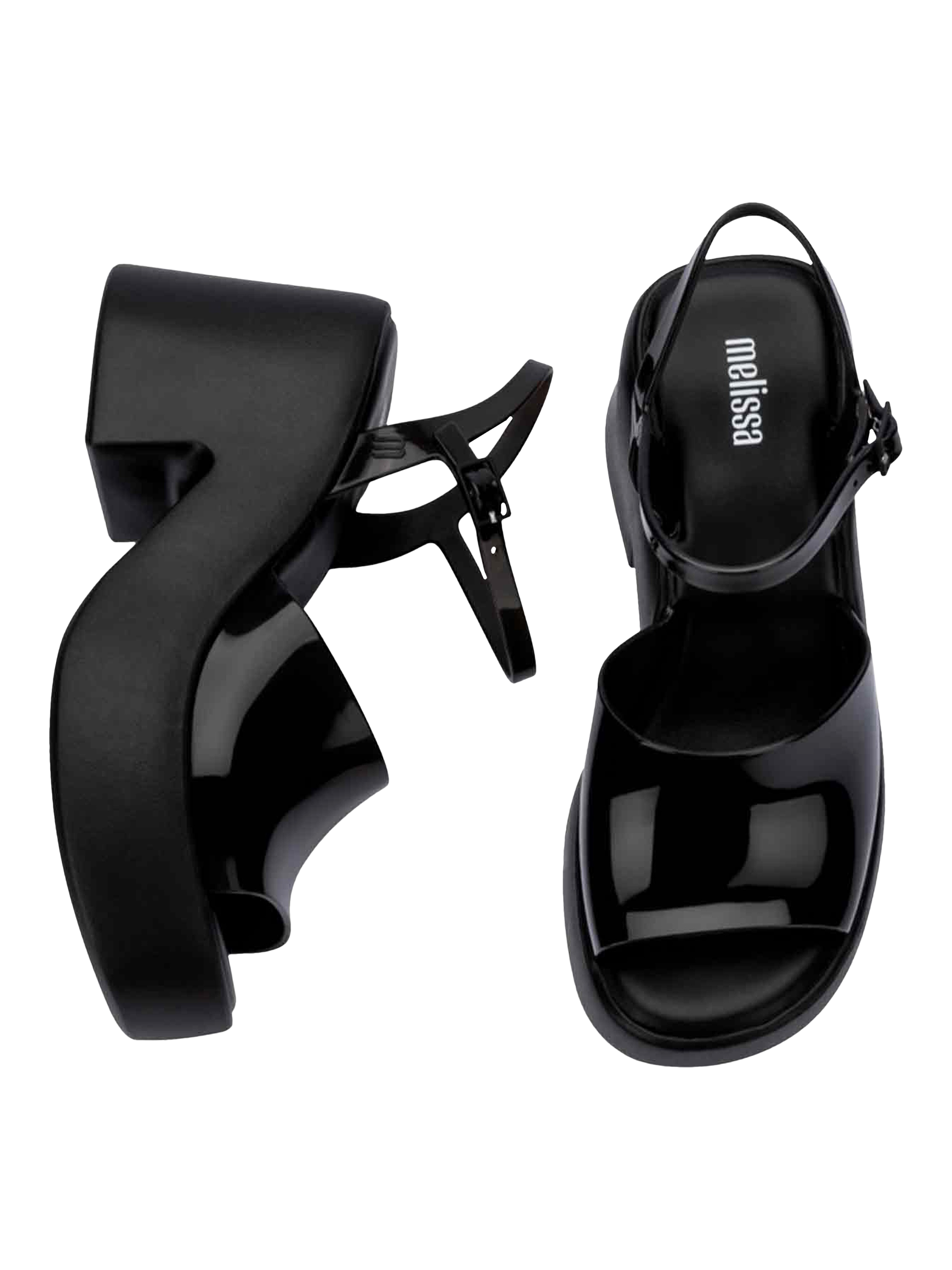 Product image 3 of 4, which shows Melissa Lina Platform Heel Sandals, Black, 3
