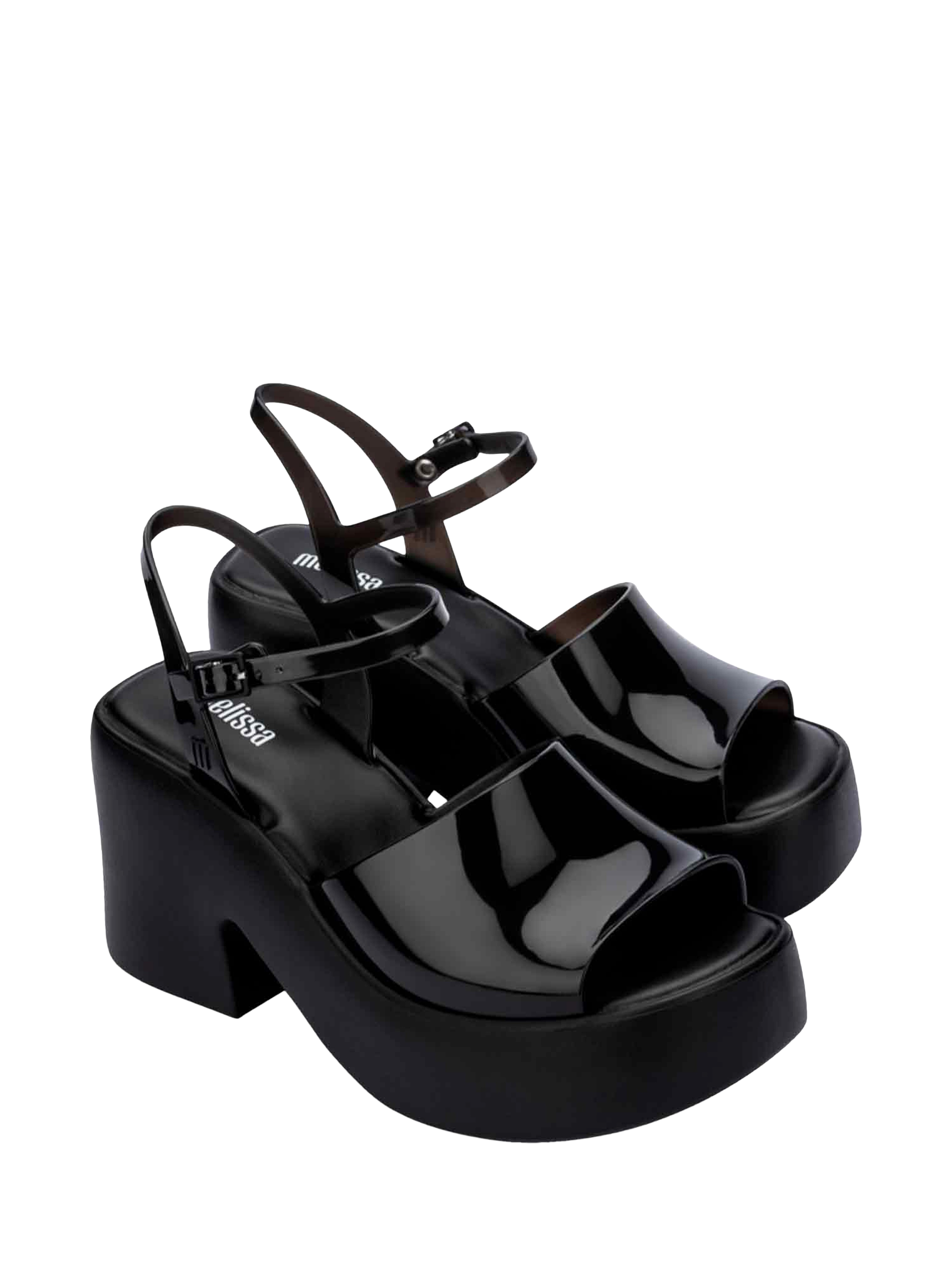 Product image 4 of 4, which shows Melissa Lina Platform Heel Sandals, Black, 3