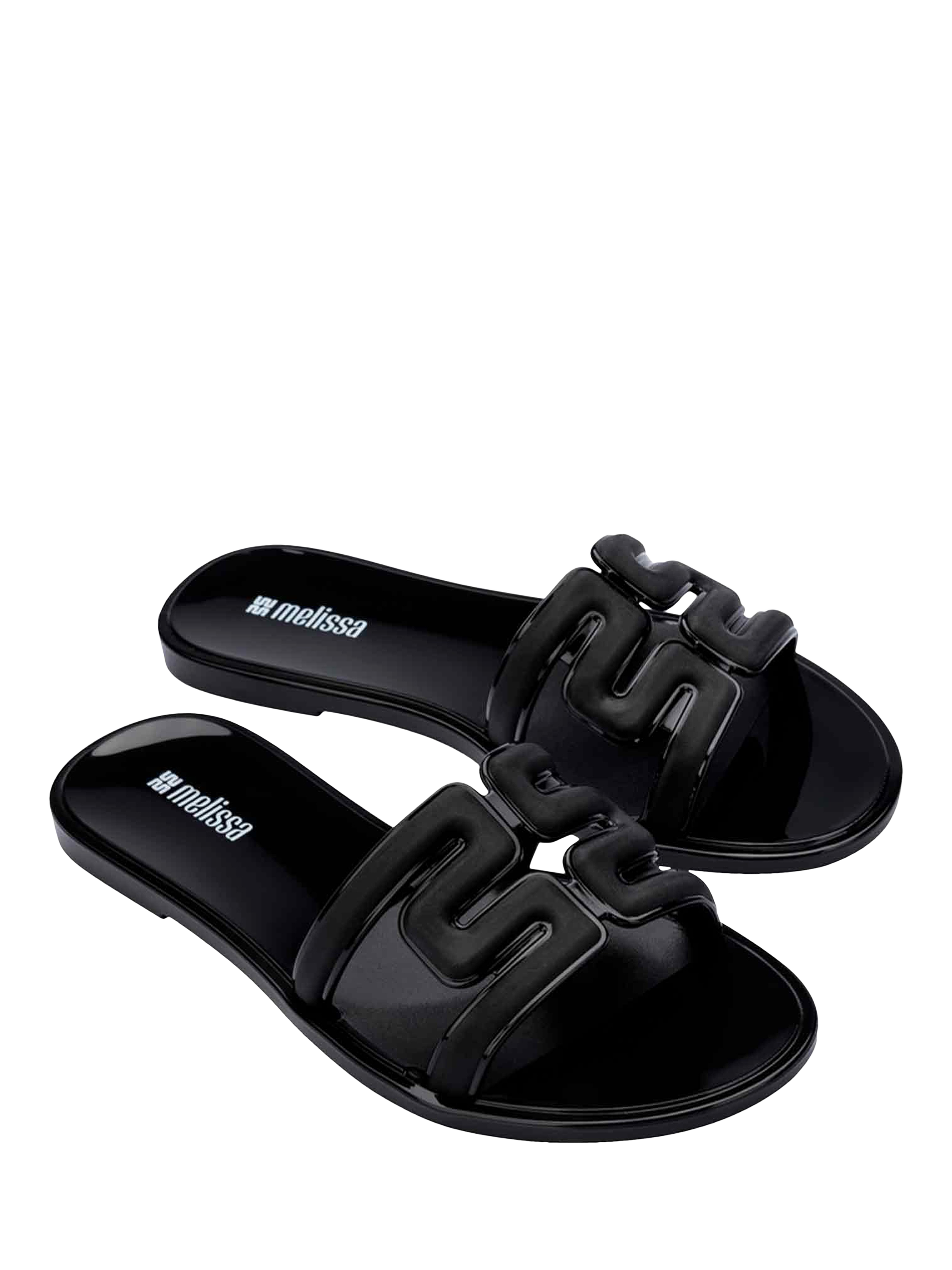 Product image 4 of 4, which shows Melissa M Slide Jelly Slider Sandals, Black, 3