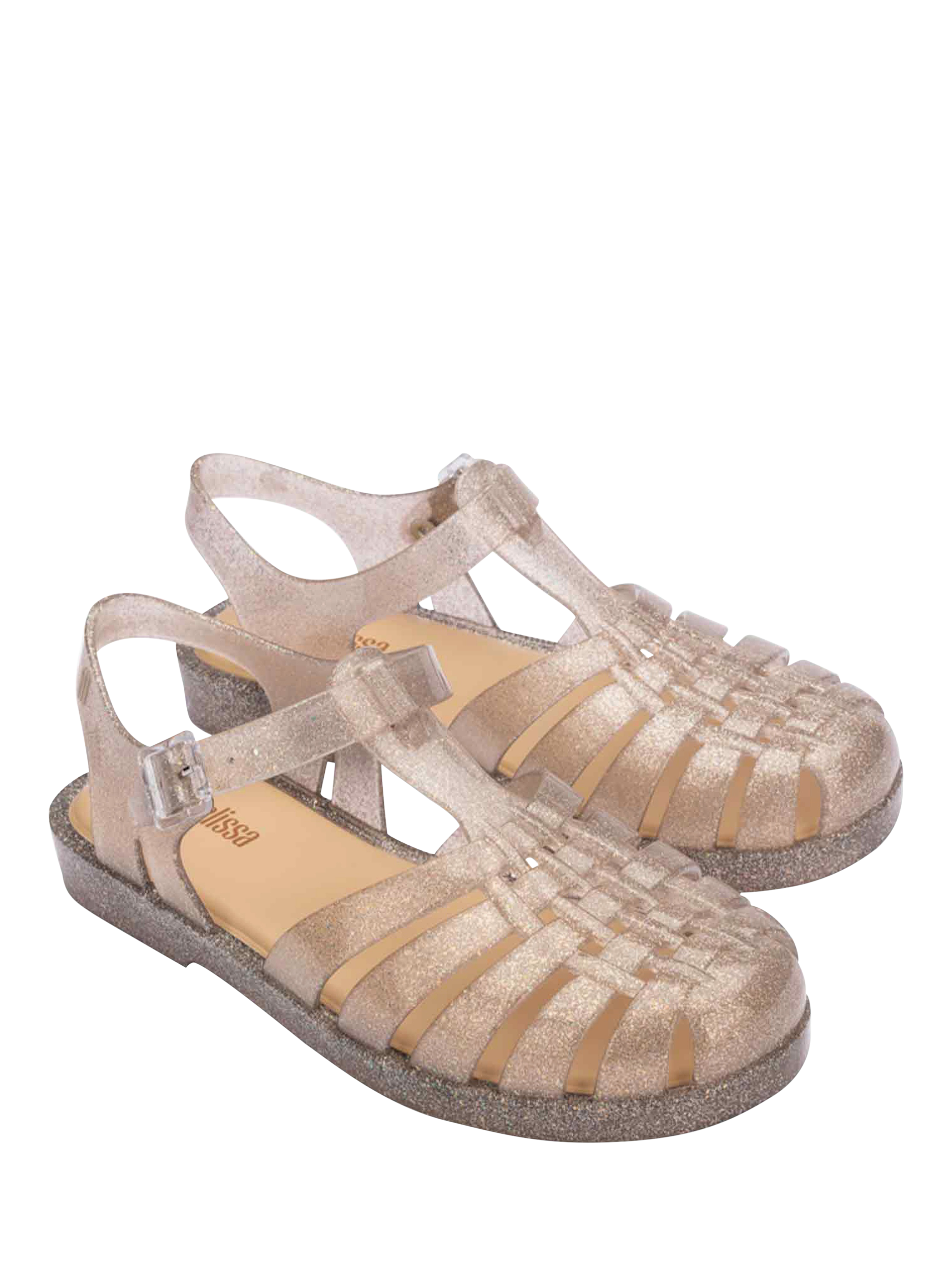 Product image 3 of 4, which shows Melissa Possession Shiny Strappy Sandals, Beige, 3