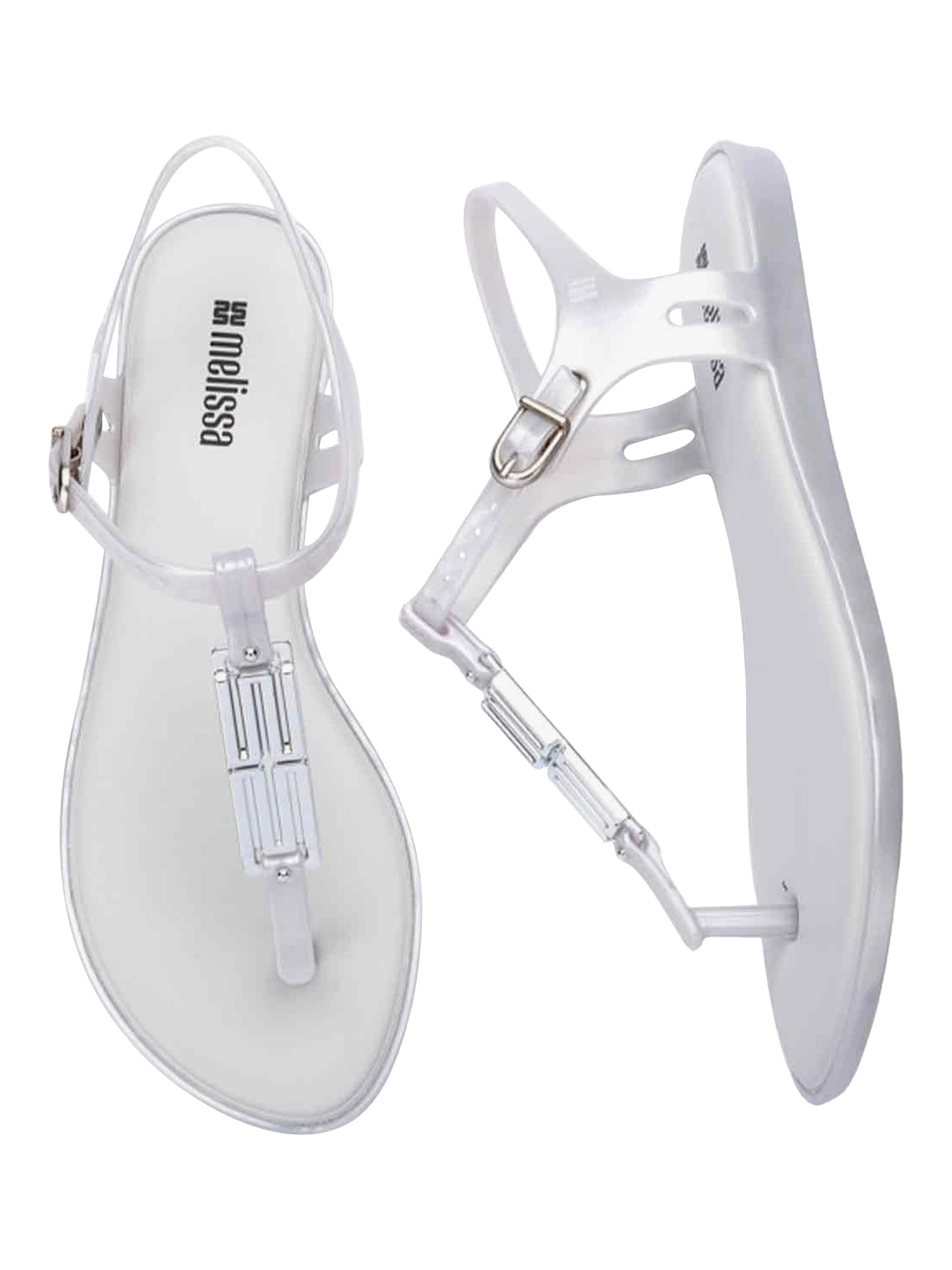Product image 3 of 4, which shows Melissa Solar M Chic T-Bar Sandals, Pearly White, 3