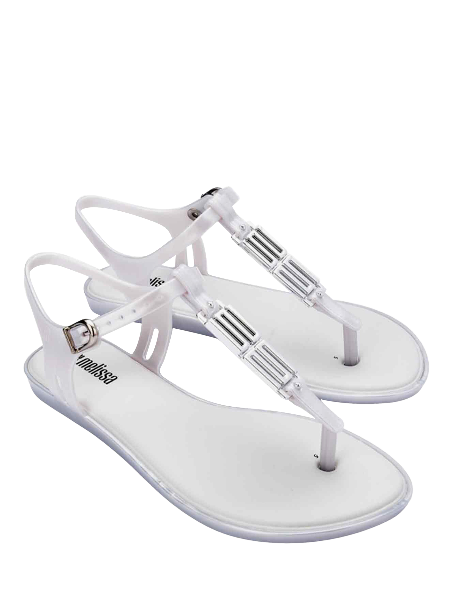 Product image 4 of 4, which shows Melissa Solar M Chic T-Bar Sandals, Pearly White, 3