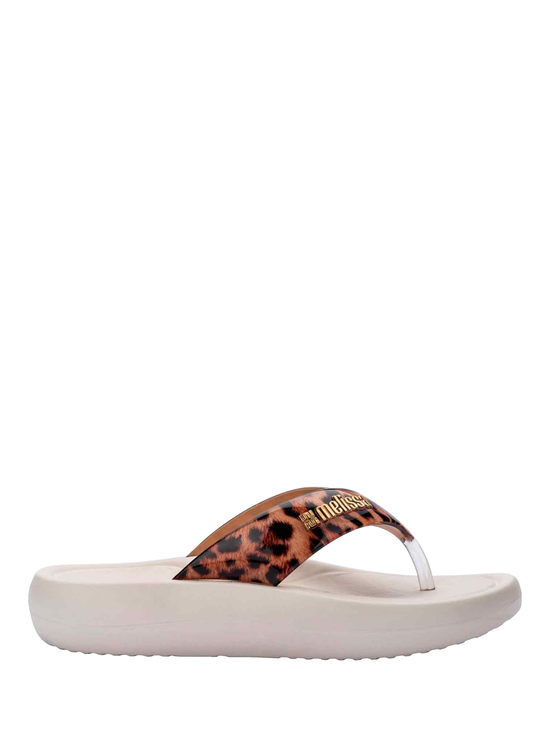 Product image 1 of 4, which shows Melissa Station Platform Flip Flops, Beige, 3