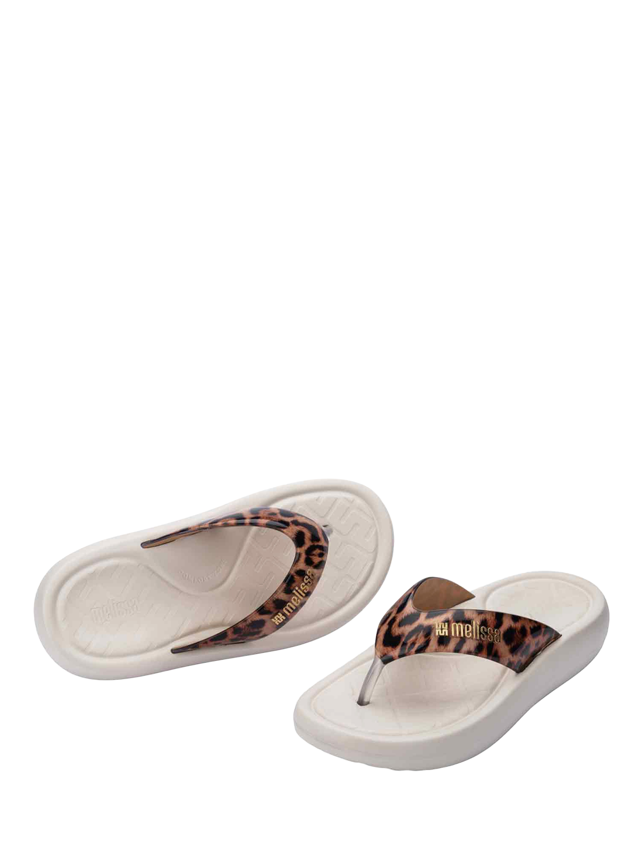 Product image 2 of 4, which shows Melissa Station Platform Flip Flops, Beige, 3