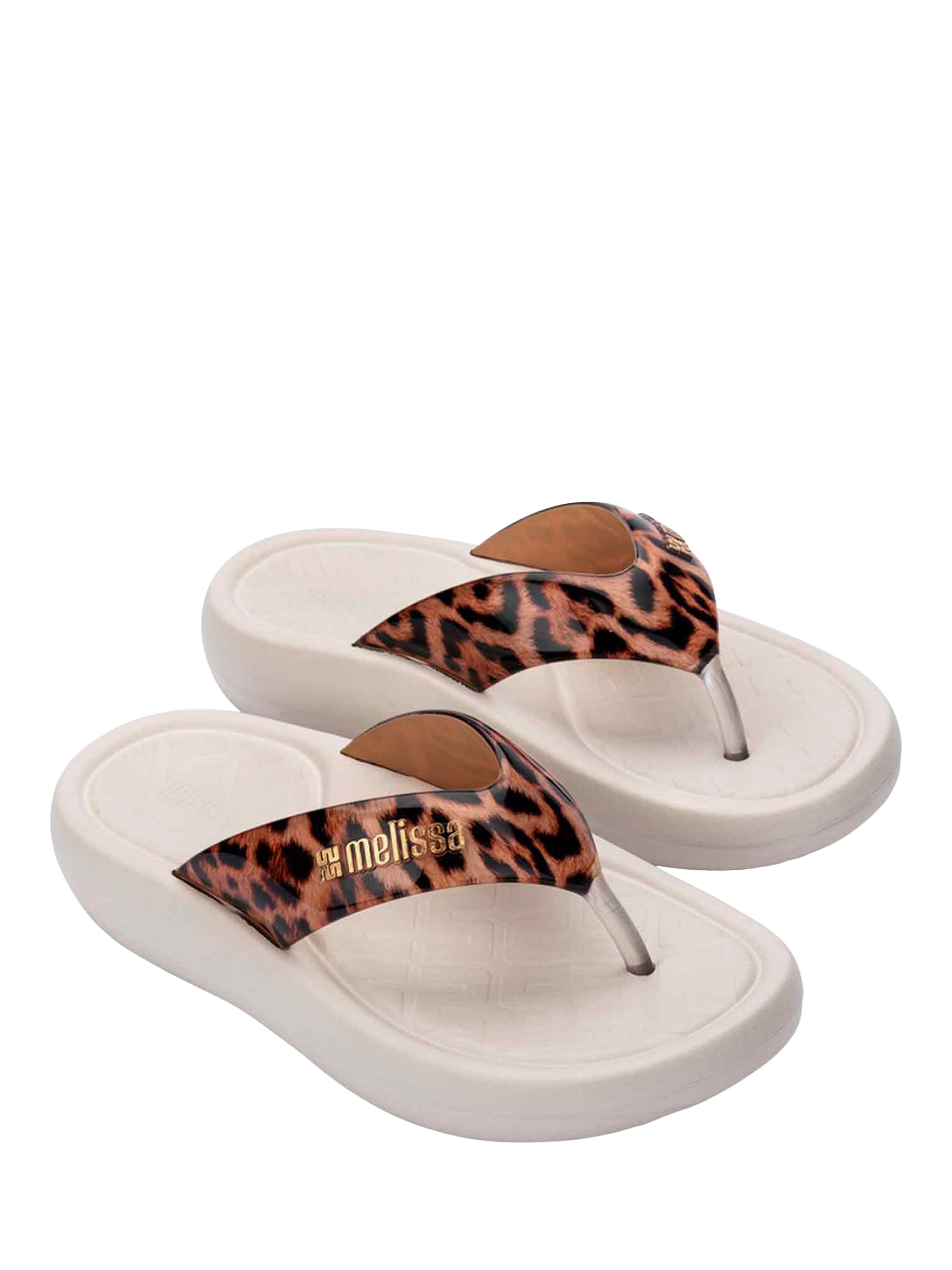 Product image 4 of 4, which shows Melissa Station Platform Flip Flops, Beige, 3