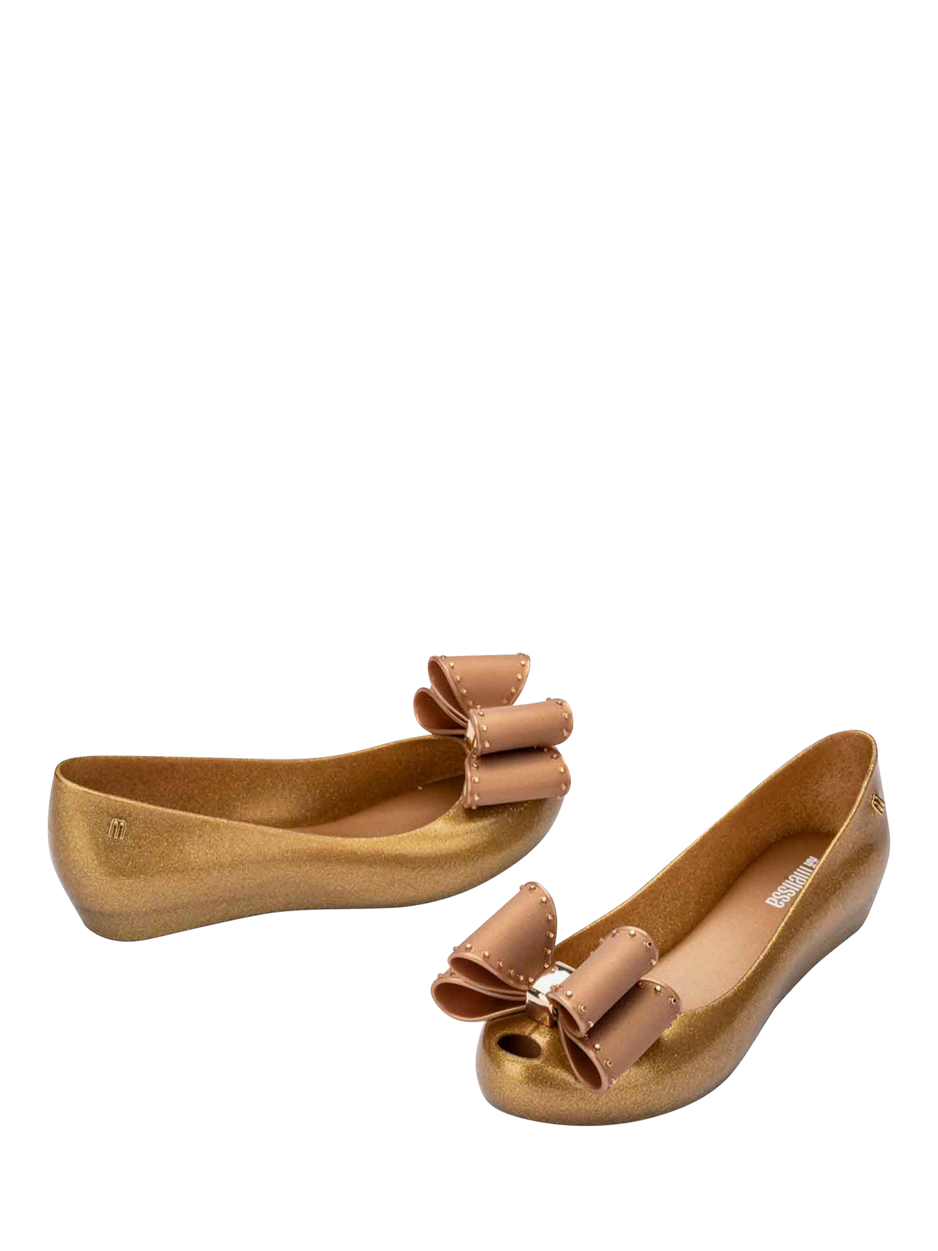 Product image 2 of 4, which shows Melissa Ultragirl Classic Bow Ballerina Pumps, Pearly Beige, 4
