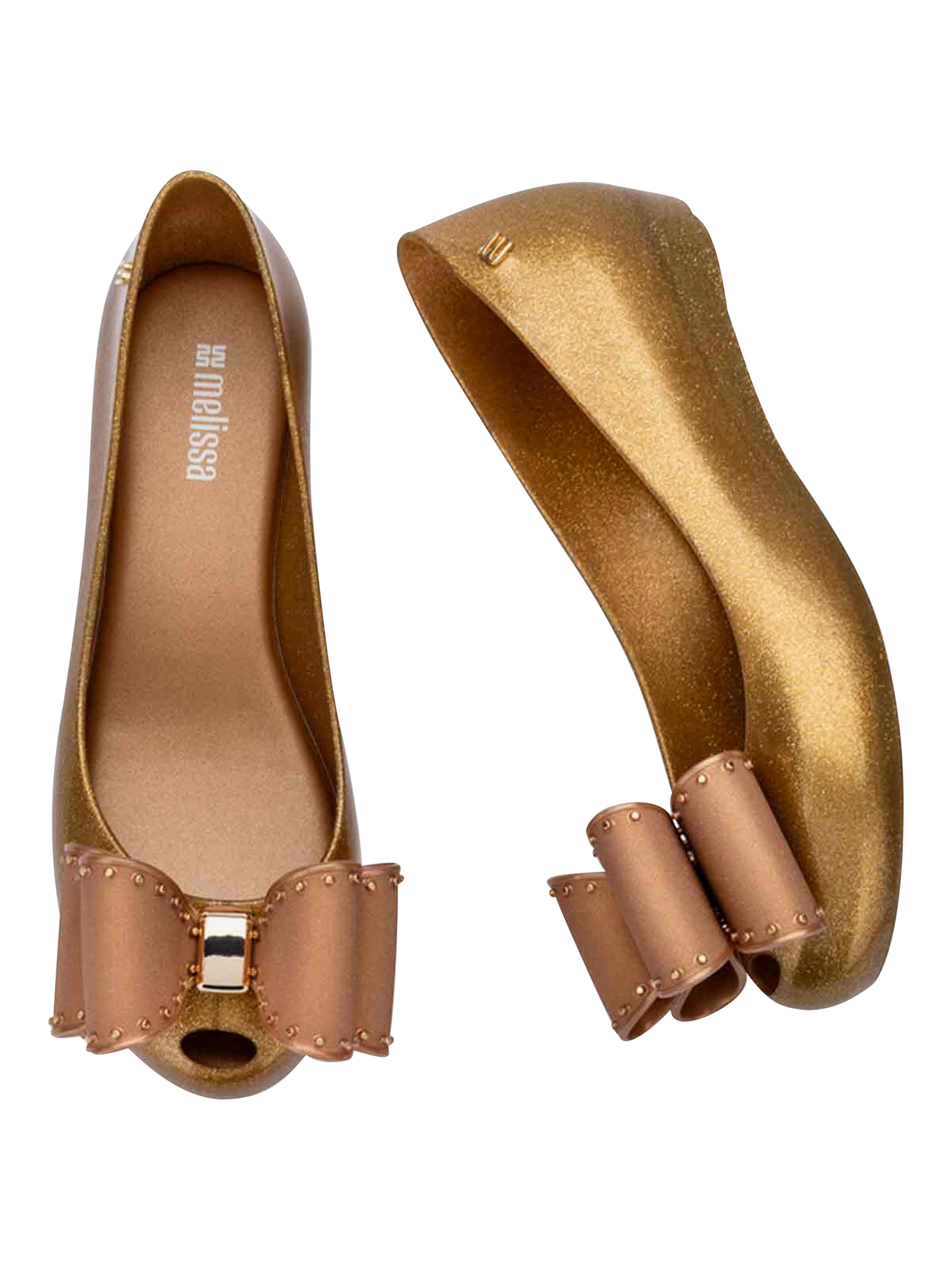 Product image 3 of 4, which shows Melissa Ultragirl Classic Bow Ballerina Pumps, Pearly Beige, 4