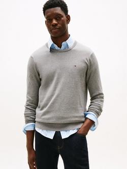 Tommy Hilfiger Cotton Blend Essential Crew Jumper, Medium Grey Heather