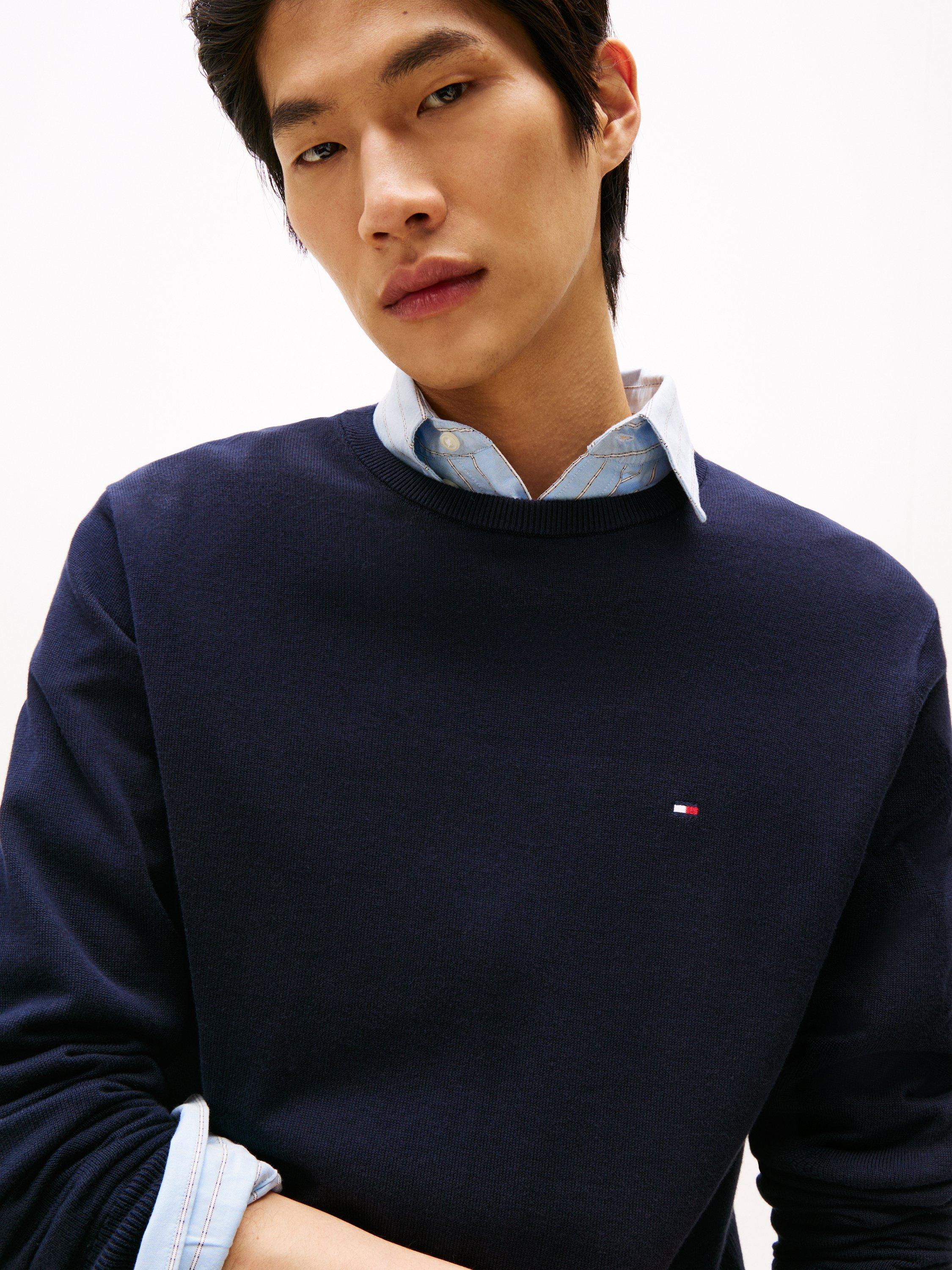 Product image 4 of 5, which shows Tommy Hilfiger Cotton Blend Essential Crew Jumper, Desert Sky, S