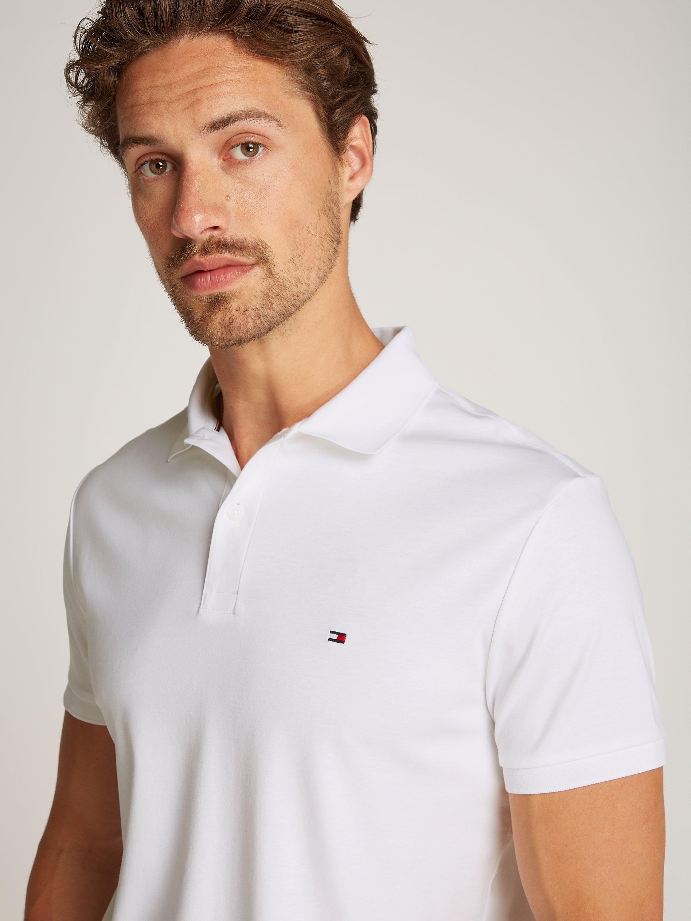 Product image 4 of 7, which shows Tommy Hilfiger Liquid Cotton Blend Regular Fit Short Sleeve Polo Shirt, White, XS