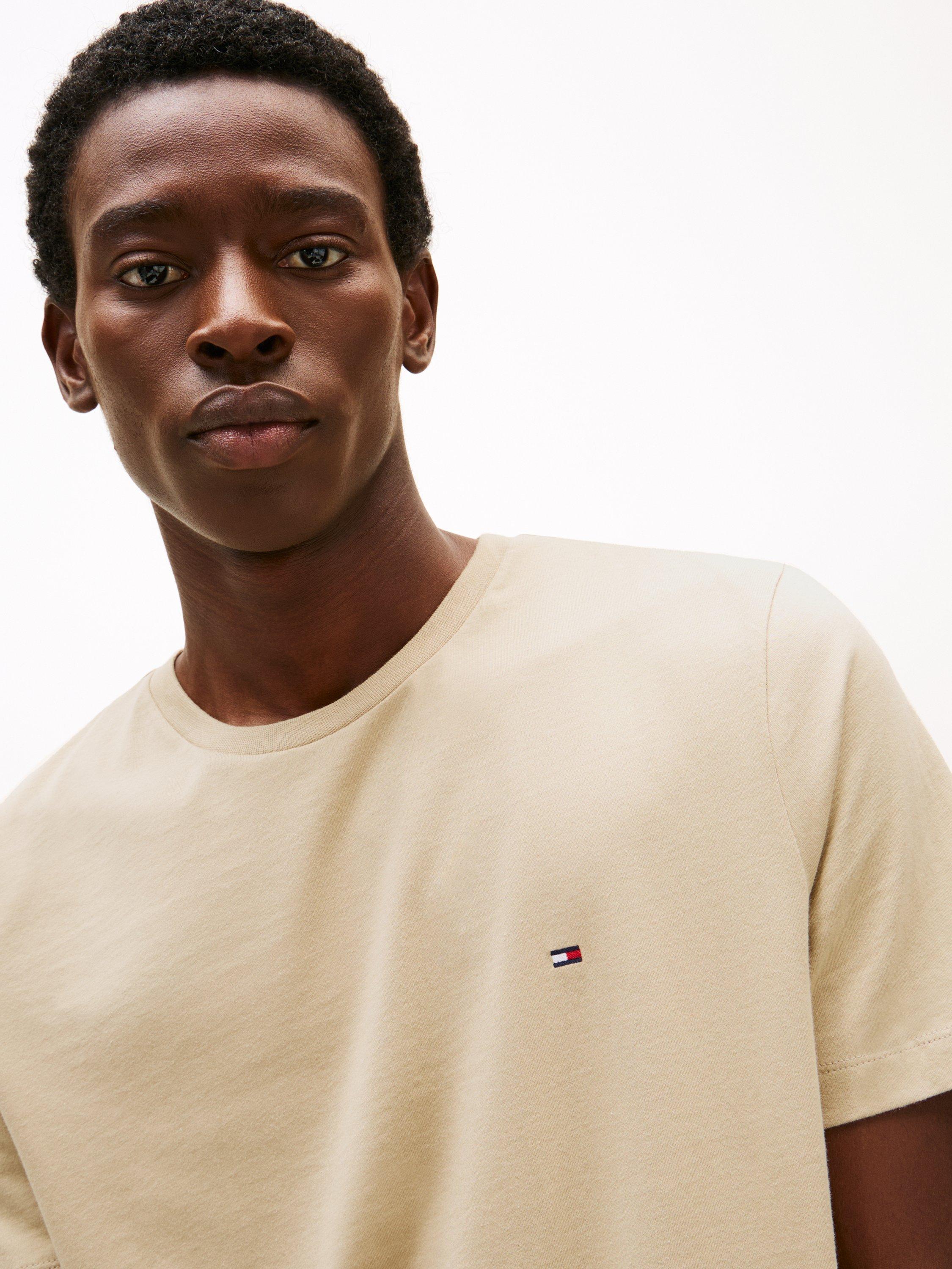 Product image 4 of 5, which shows Tommy Hilfiger Essential Cotton Regular Fit Short Sleeve T-Shirt, Sandalwood, M