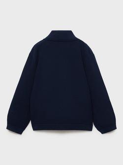 Mango Kids' John Collar  Neck Cardigan, Navy - view 2, Navy