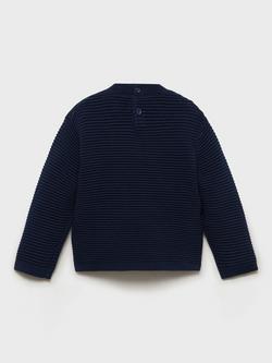 Mango Kids' Ezra Ribbed Jumper, Navy - view 2, Navy