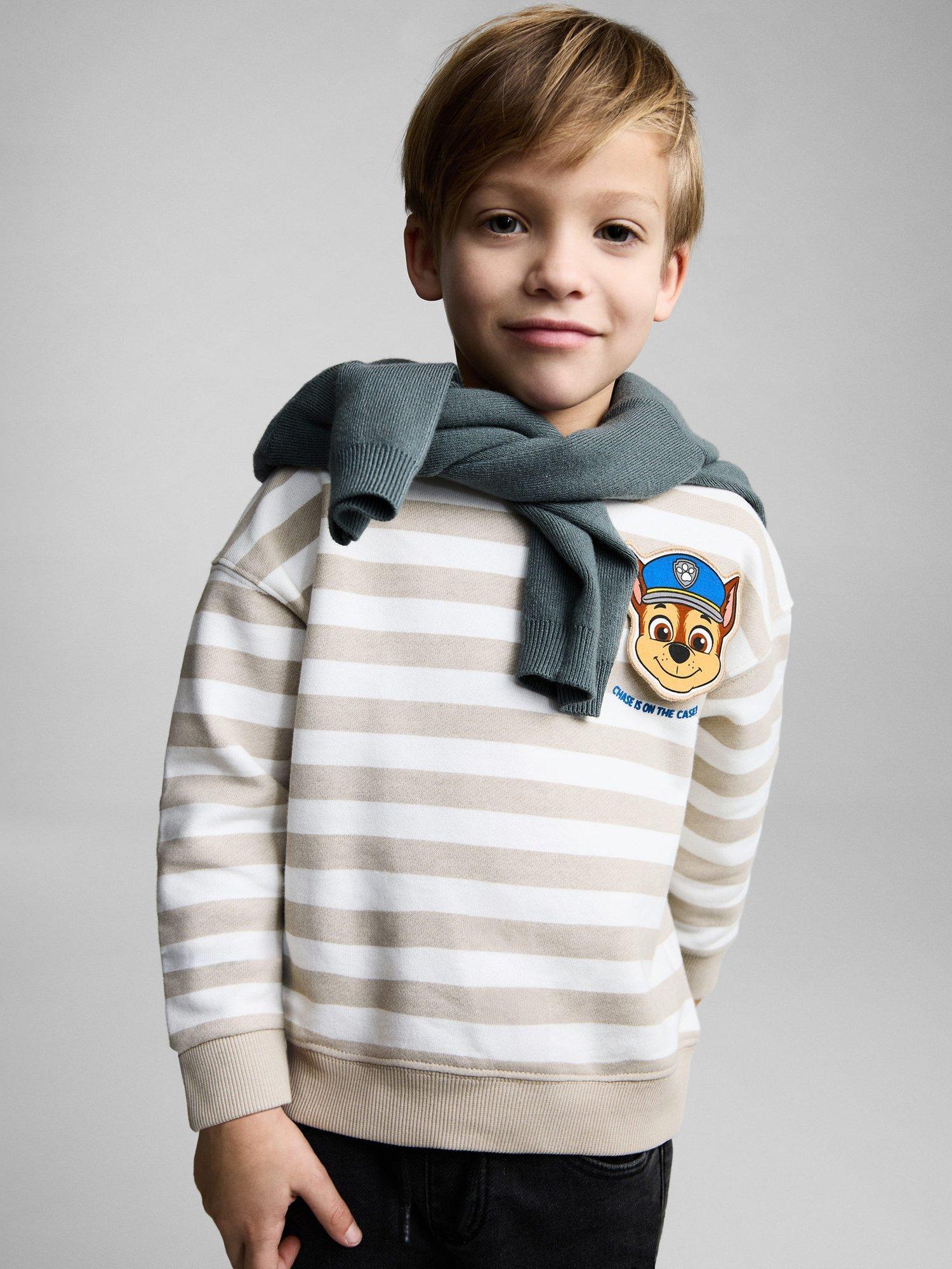 Mango Kids' Stripe Paw Patrol Lift The Flap Sweatshirt, Beige/Multi
