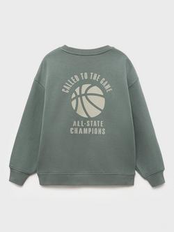 Mango Kids' Shot Sweatshirt, Medium Green - view 2, Medium Green