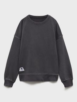 Mango Kids' Things Cotton Sweatshirt, Grey, Grey