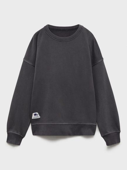Mango Kids' Things Cotton Sweatshirt, Grey, Grey