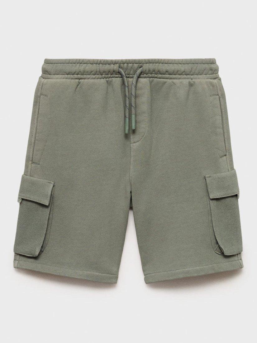 Mango Kids' Cotton Drawstring Cargo Shorts, Green