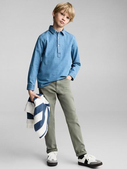 Mango Kids' Mario Cotton Shirt, Blue - view 2, Blue