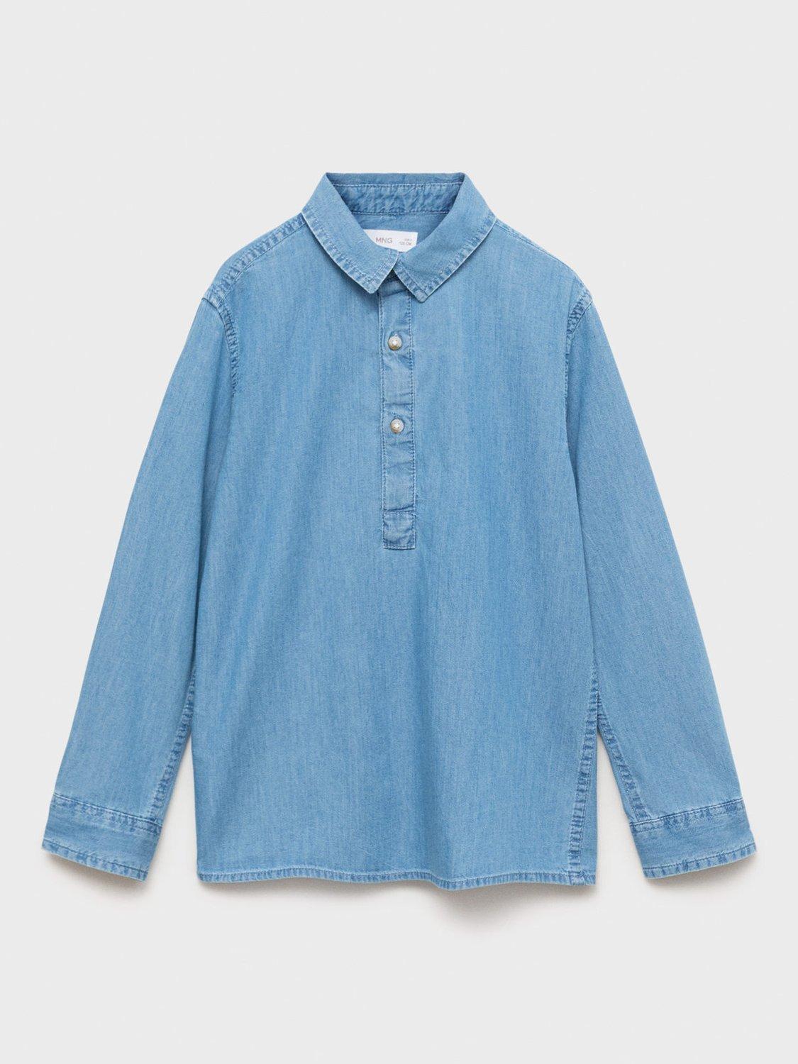 Product image 3 of 7, which shows Mango Kids' Mario Cotton Shirt, Blue, 13-14 years