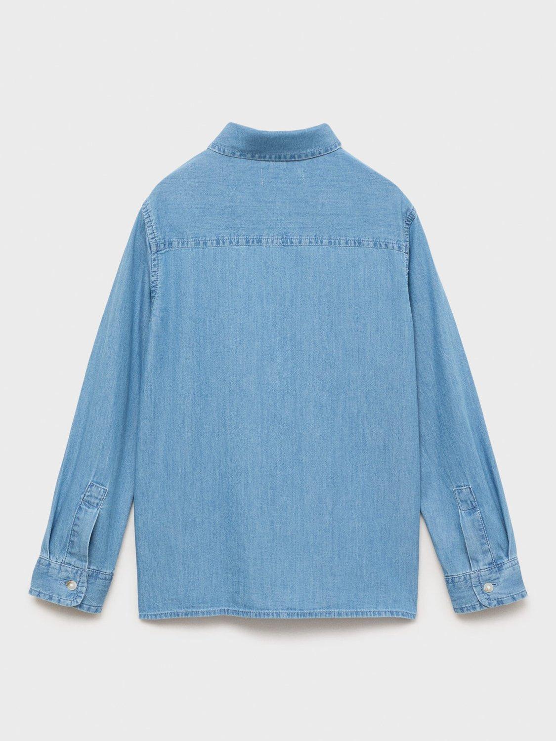 Product image 4 of 7, which shows Mango Kids' Mario Cotton Shirt, Blue, 13-14 years