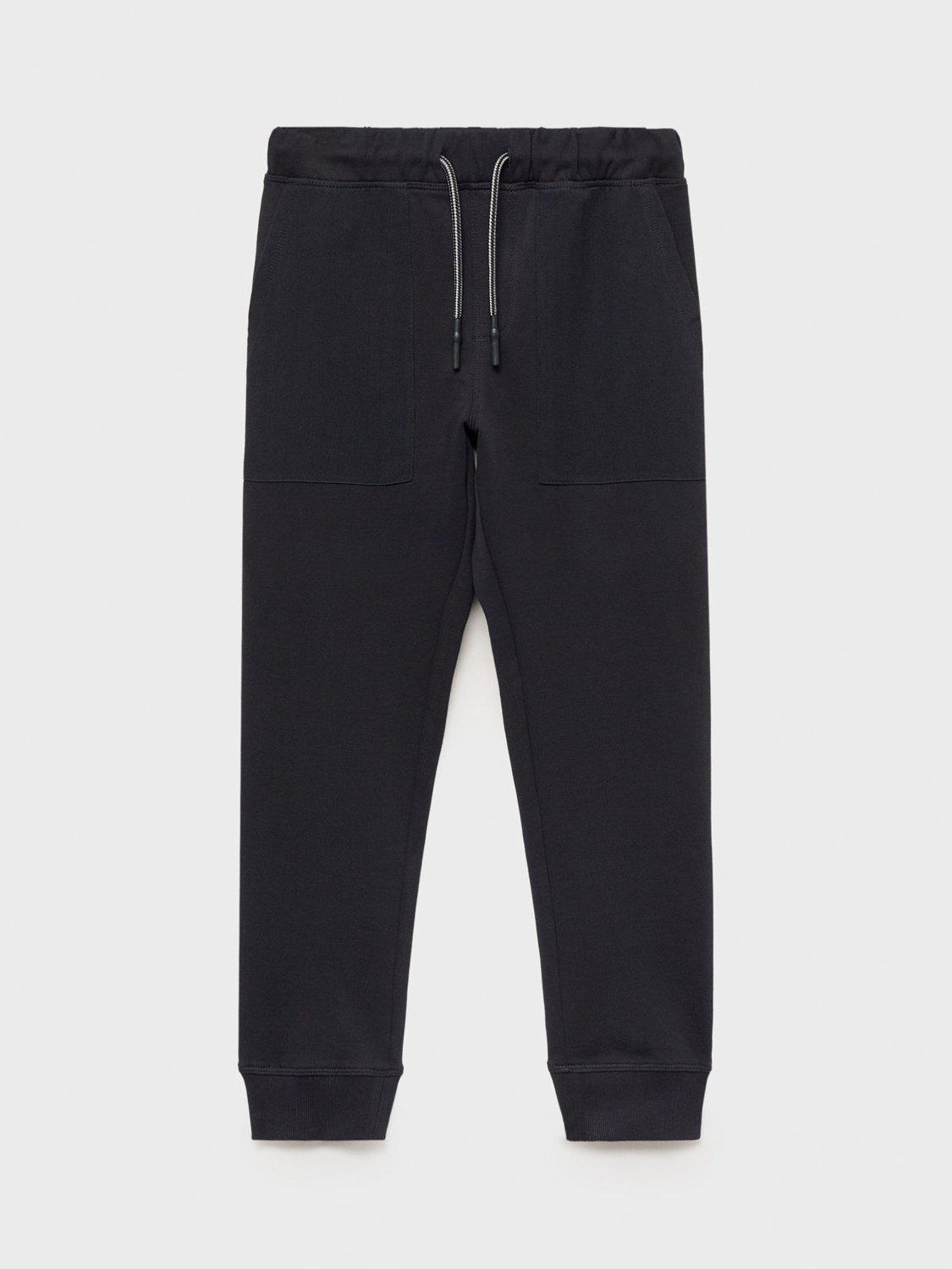 Product image 1 of 4, which shows Mango Kids' Tongi Elasticated Drawstring Waist Joggers, Charcoal, 13-14 years