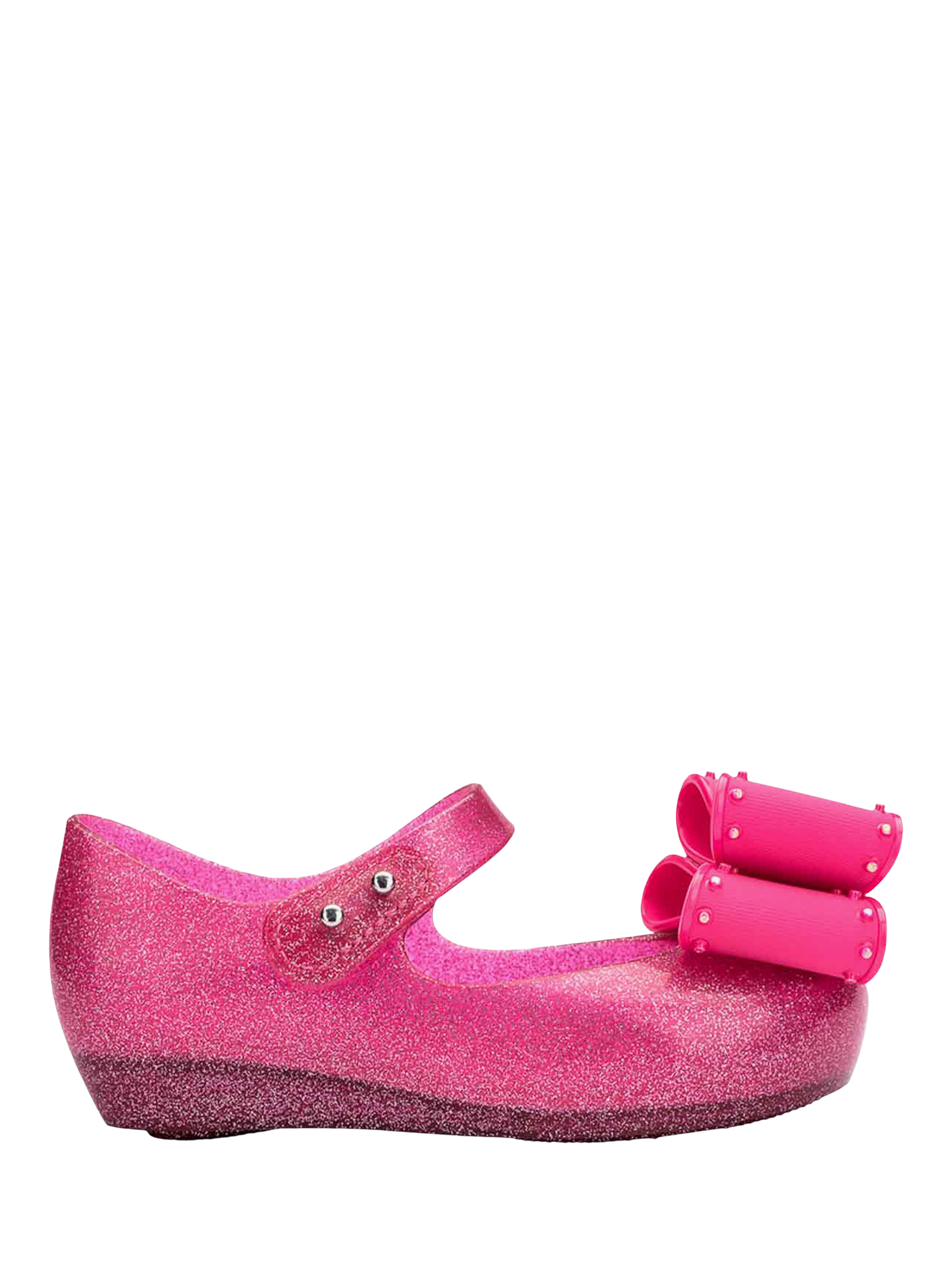 Product image 1 of 4, which shows Mini Melissa Kids' Ultragirl Bow Jelly Ballet Flats, Pink, 4 Jnr