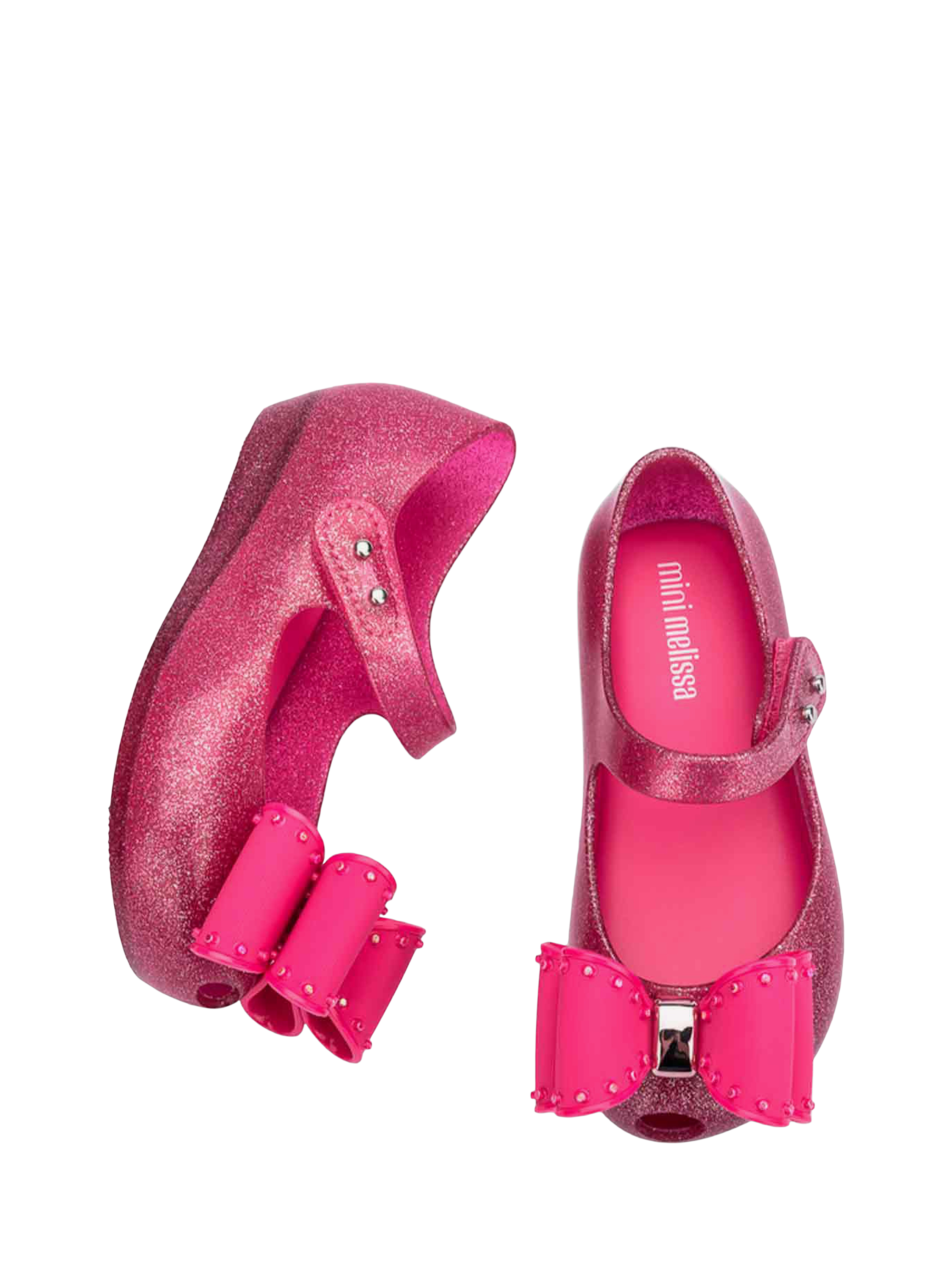 Product image 3 of 4, which shows Mini Melissa Kids' Ultragirl Bow Jelly Ballet Flats, Pink, 4 Jnr