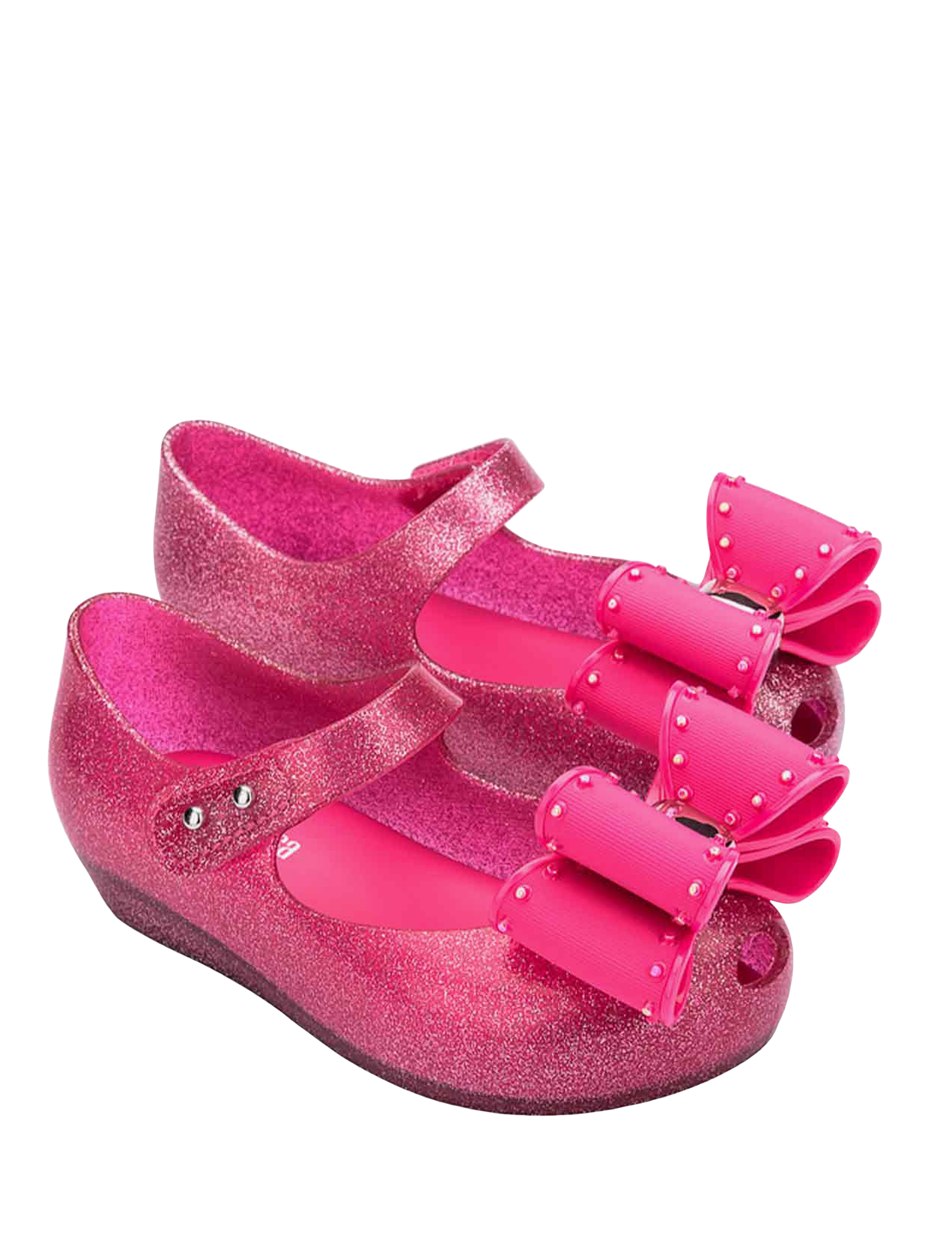 Product image 4 of 4, which shows Mini Melissa Kids' Ultragirl Bow Jelly Ballet Flats, Pink, 4 Jnr