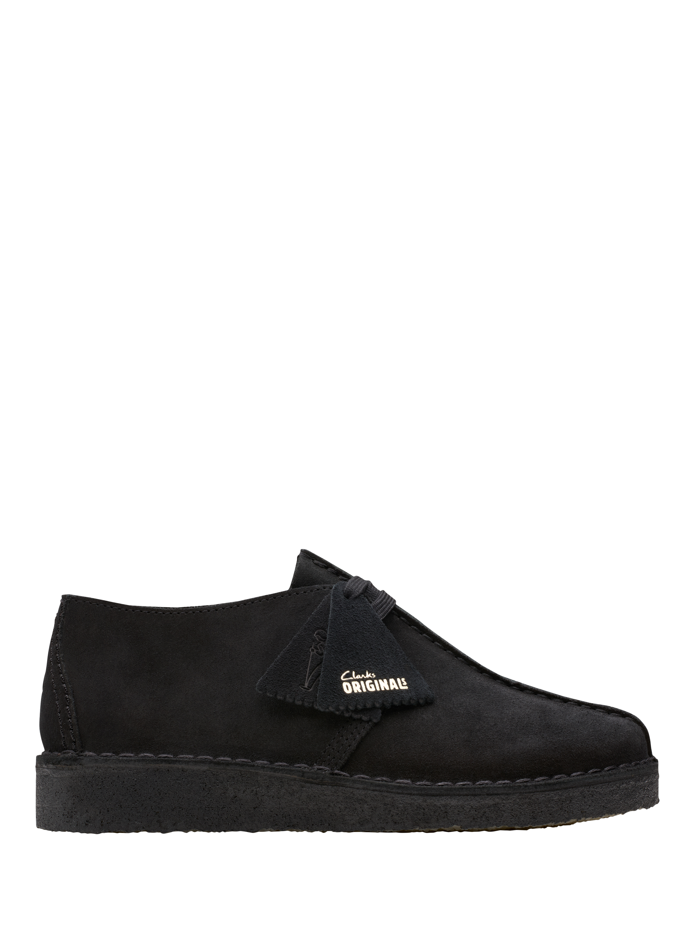 Product image 1 of 8, which shows Clarks Originals Desert Trek Suede Shoes, Black, 7