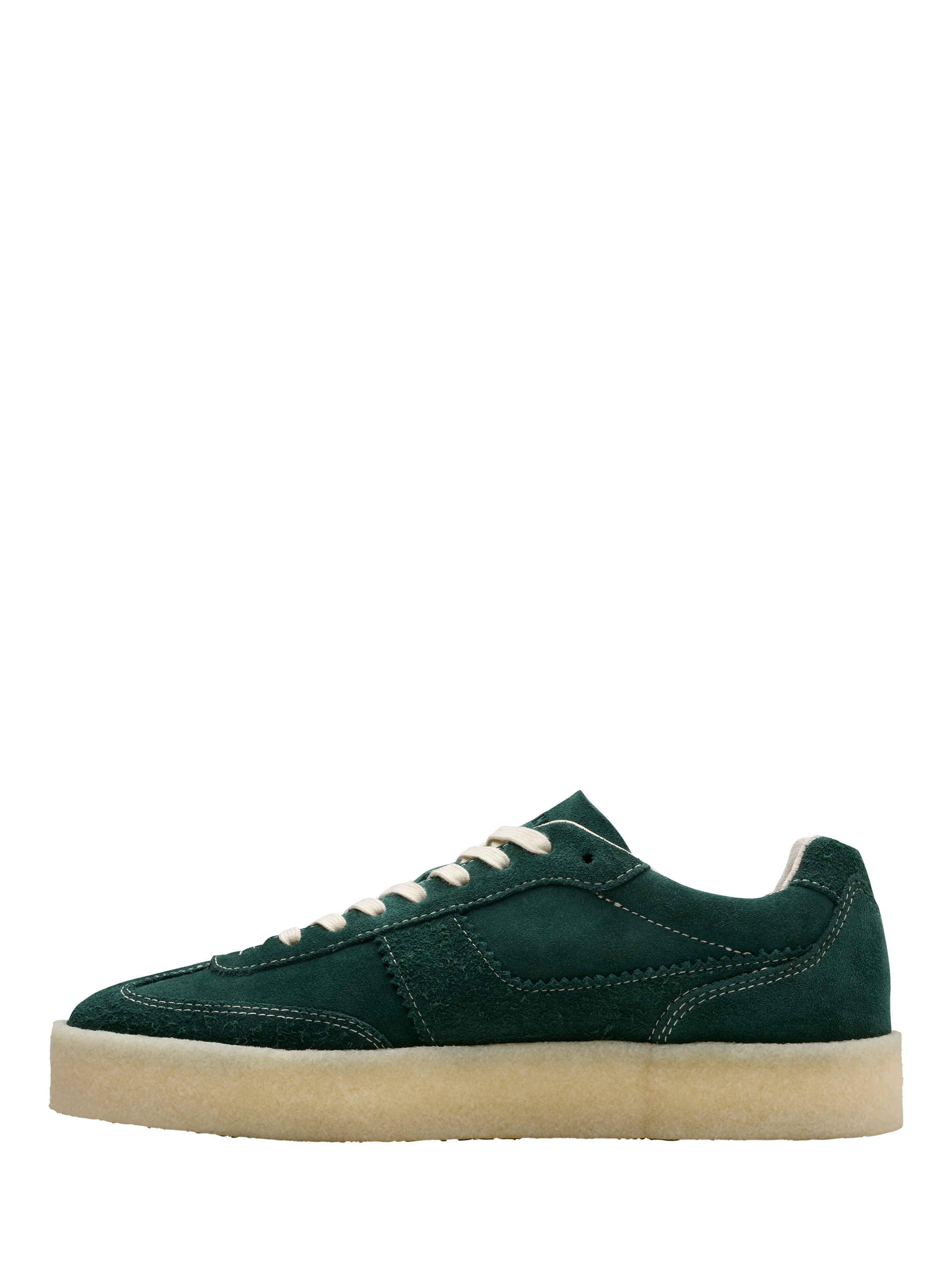 Product image 2 of 7, which shows Clarks Originals Tor 80 Suede Lace Up Trainers, Pine Green, 7