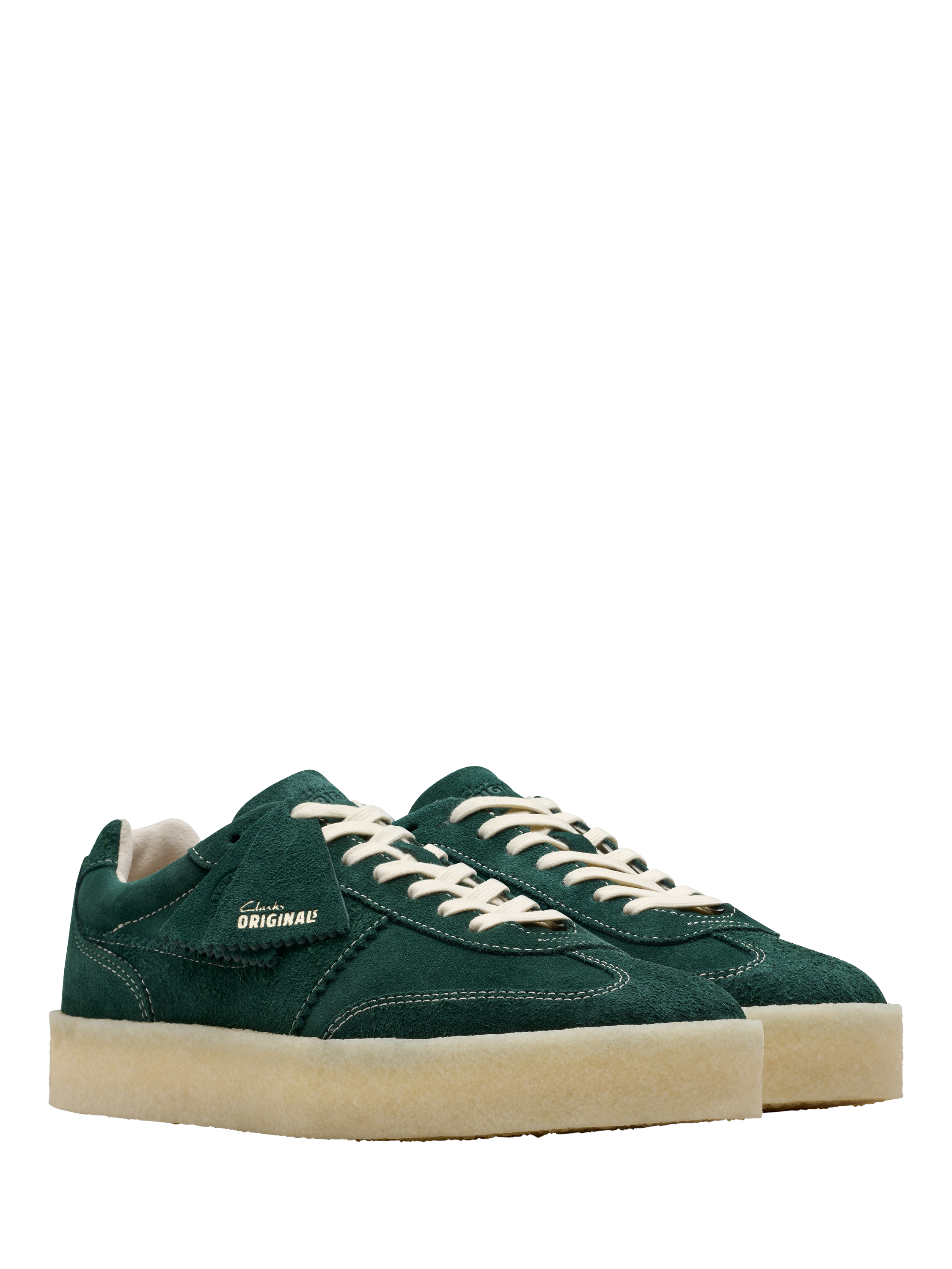 Product image 4 of 7, which shows Clarks Originals Tor 80 Suede Lace Up Trainers, Pine Green, 7