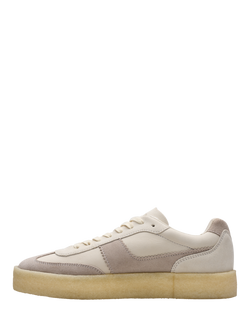 Clarks Originals Tor 80 Suede Lace Up Trainers, Off White - view 2, Off White
