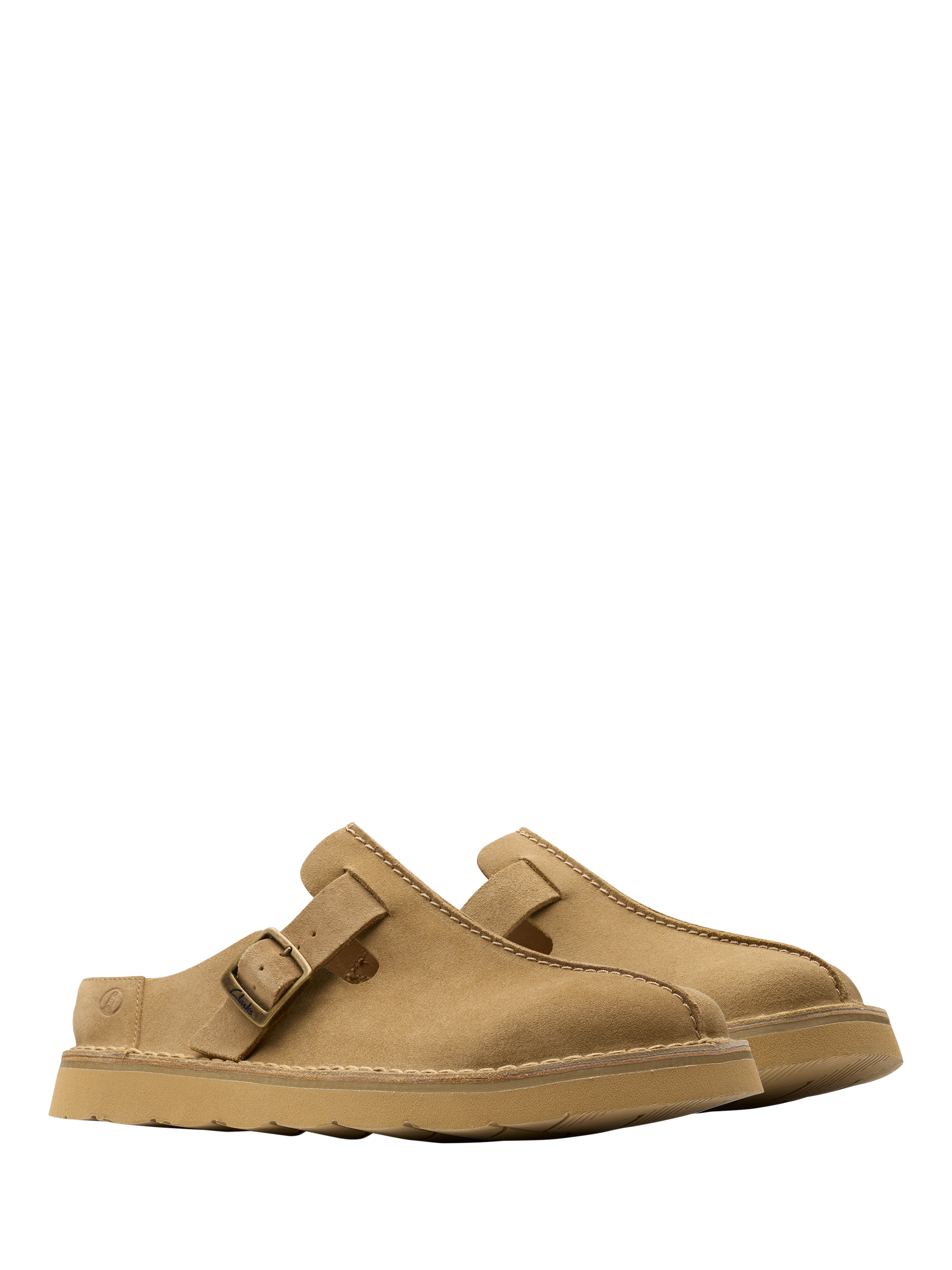Product image 4 of 7, which shows Clarks Solsbury Suede Mule Sandals, Sand, 11