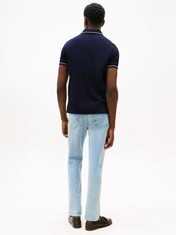 Tommy Hilfiger Cotton Blend Slim Fit Short Sleeve Tipped Polo Shirt, Navy - view 2, Navy