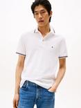 Tommy Hilfiger Cotton Blend Slim Fit Short Sleeve Tipped Polo Shirt, Navy, White