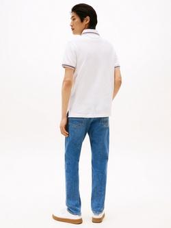 Tommy Hilfiger Cotton Blend Slim Fit Short Sleeve Tipped Polo Shirt, Navy - view 2, White